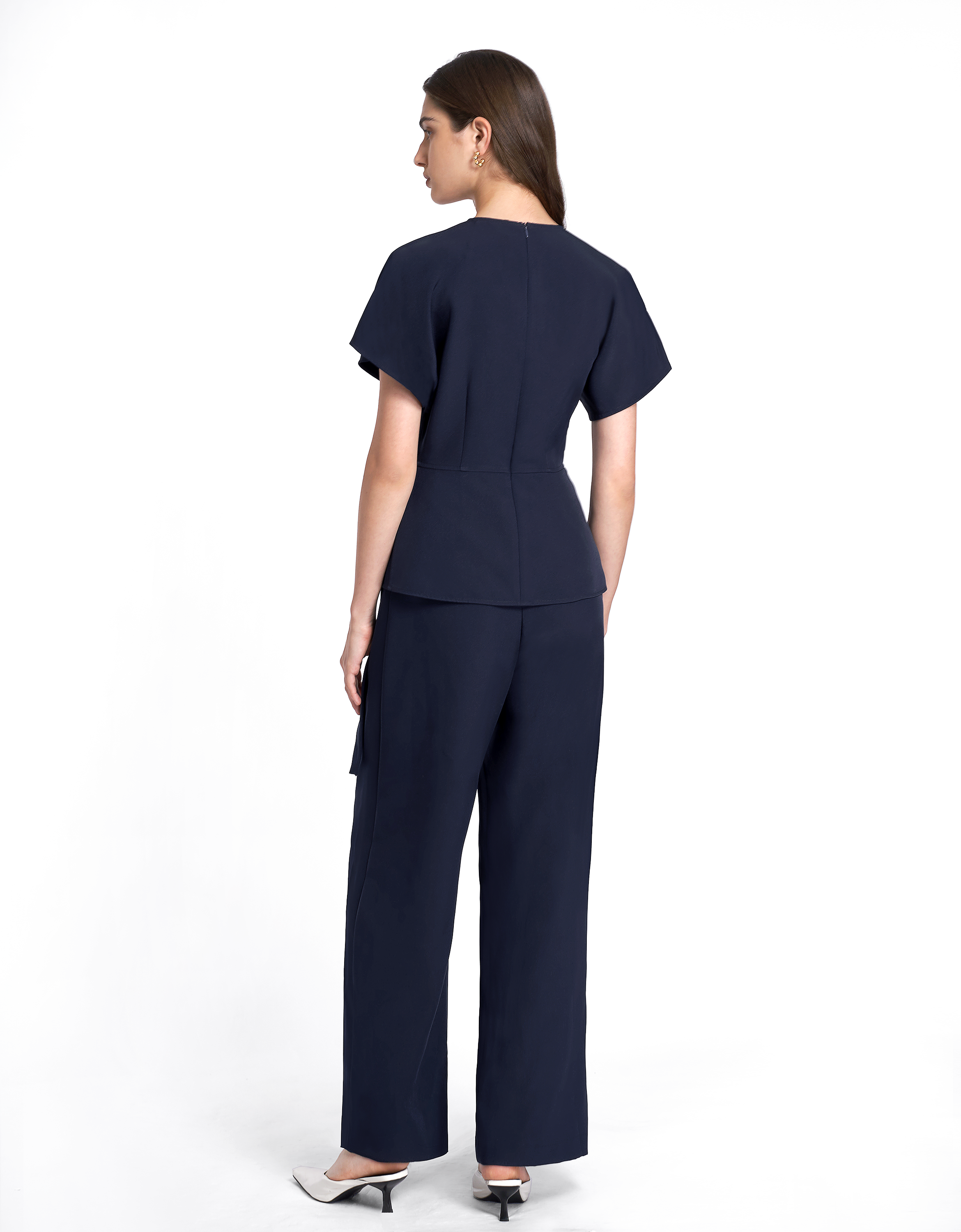 Faux Two-piece Waist Buckle Jumpsuit