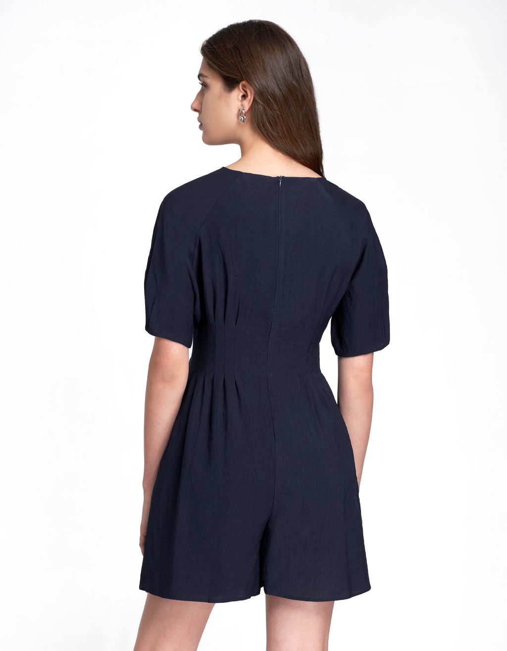 V-neck Pleated Waist Romper