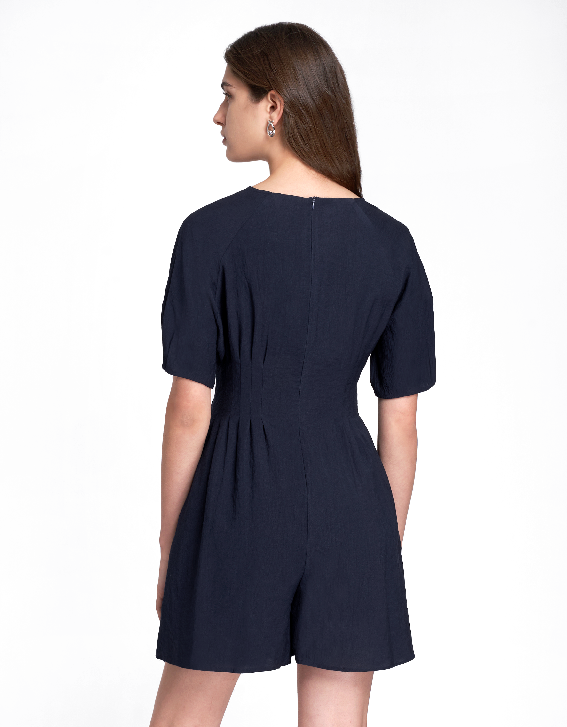 V-neck Pleated Waist Romper