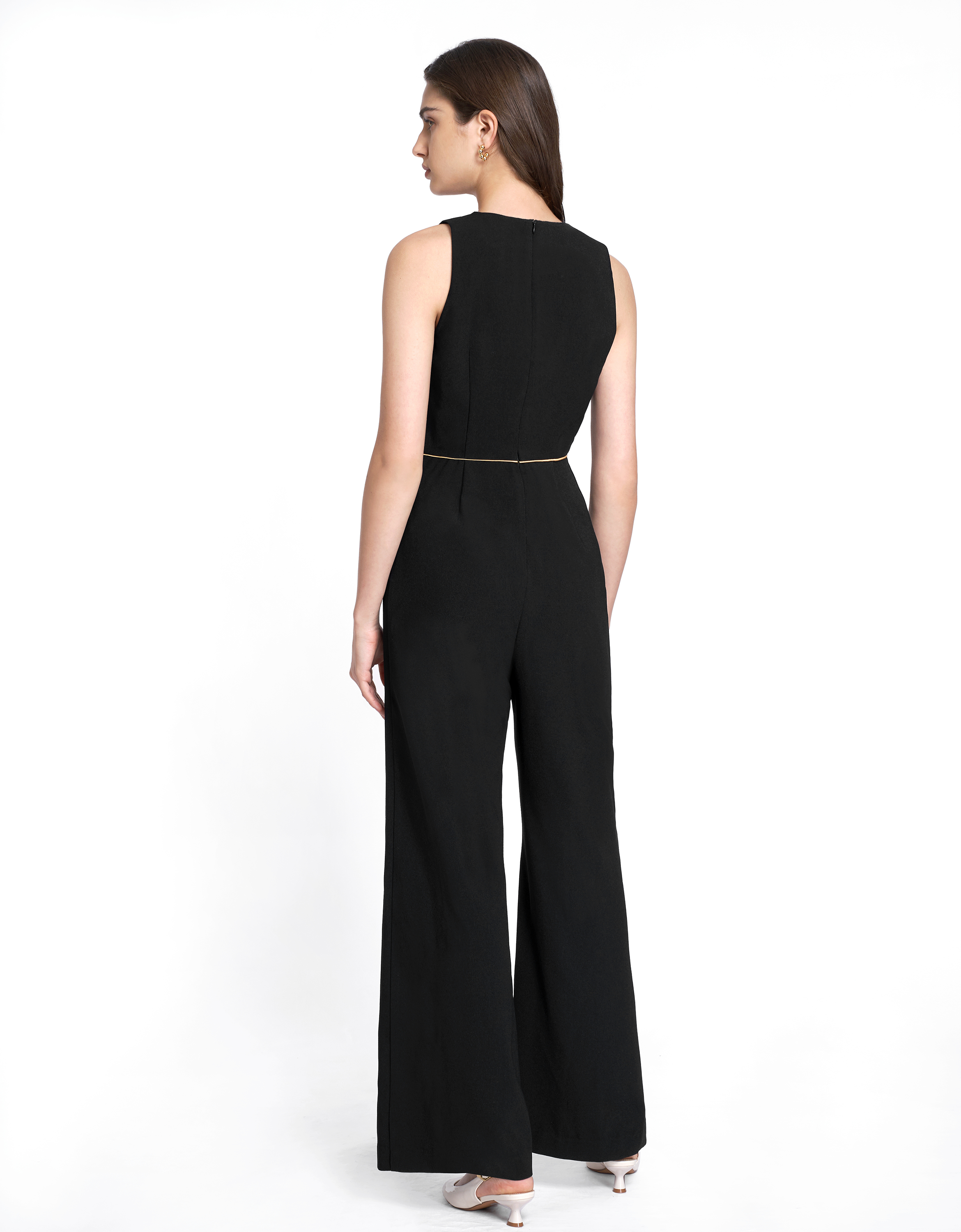 Chain-embellished V-neck Jumpsuit