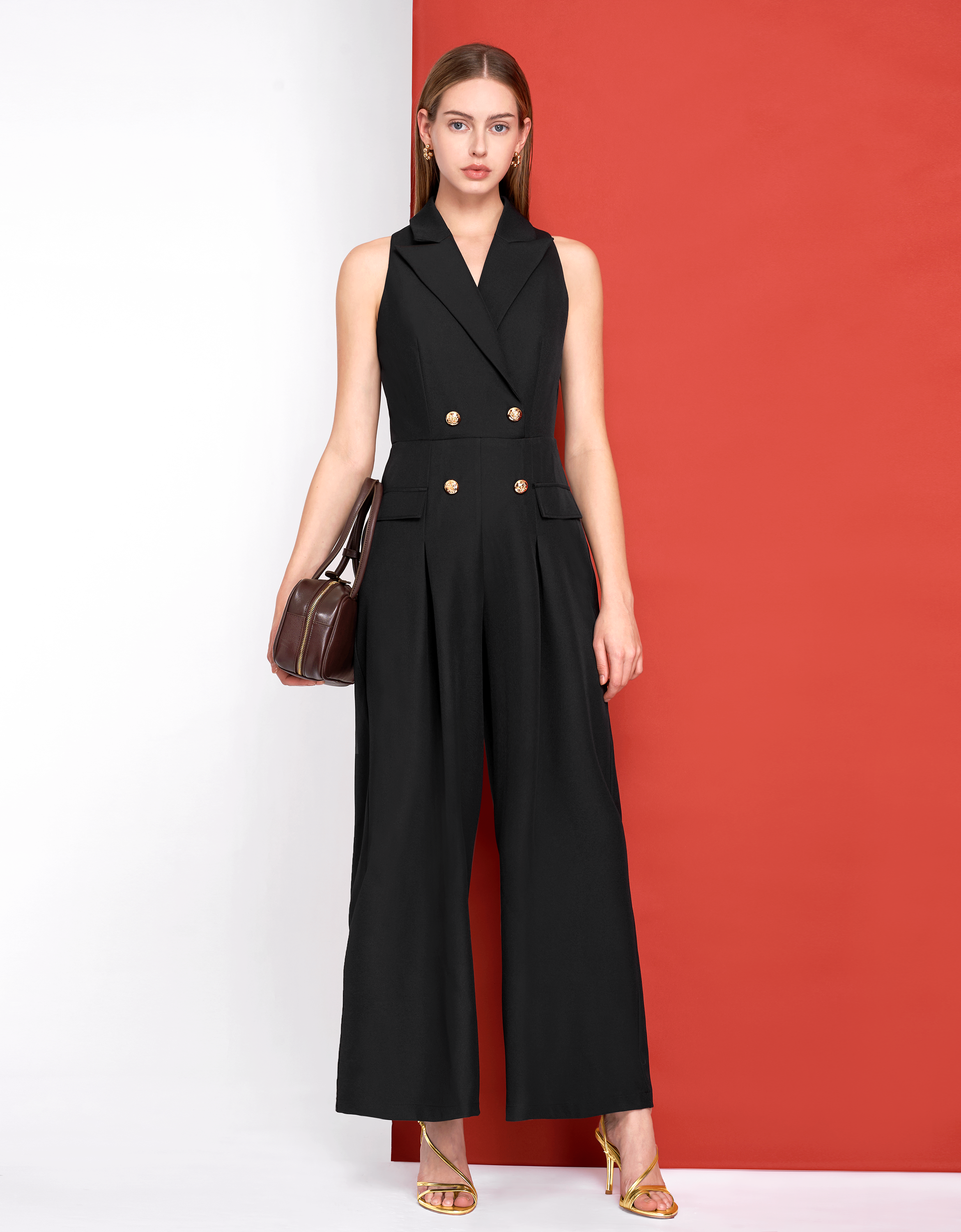 Double-breasted Suit Style Jumpsuit