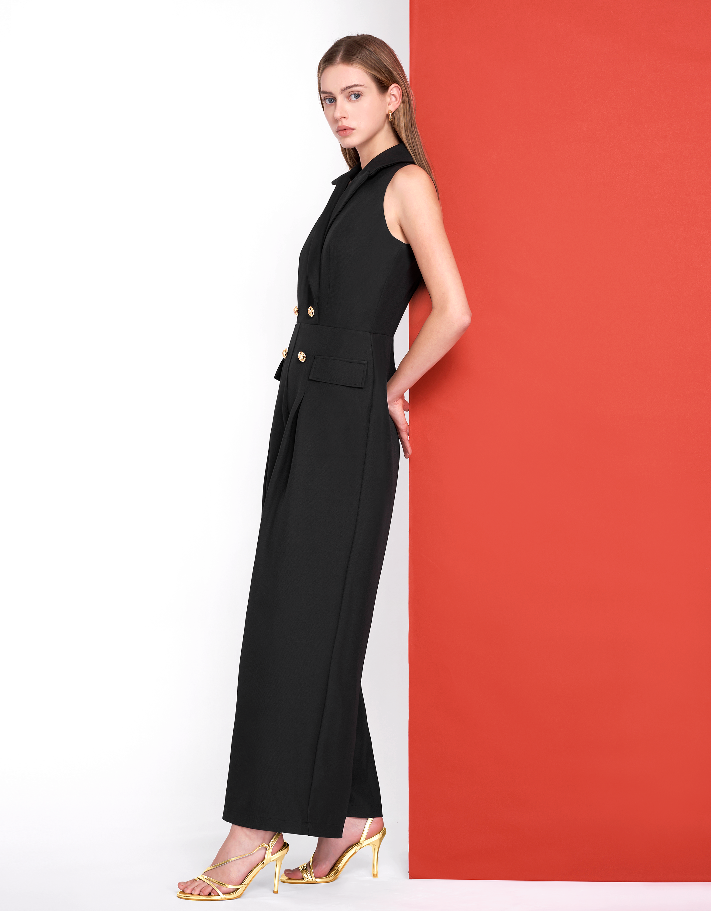 Double-breasted Suit Style Jumpsuit