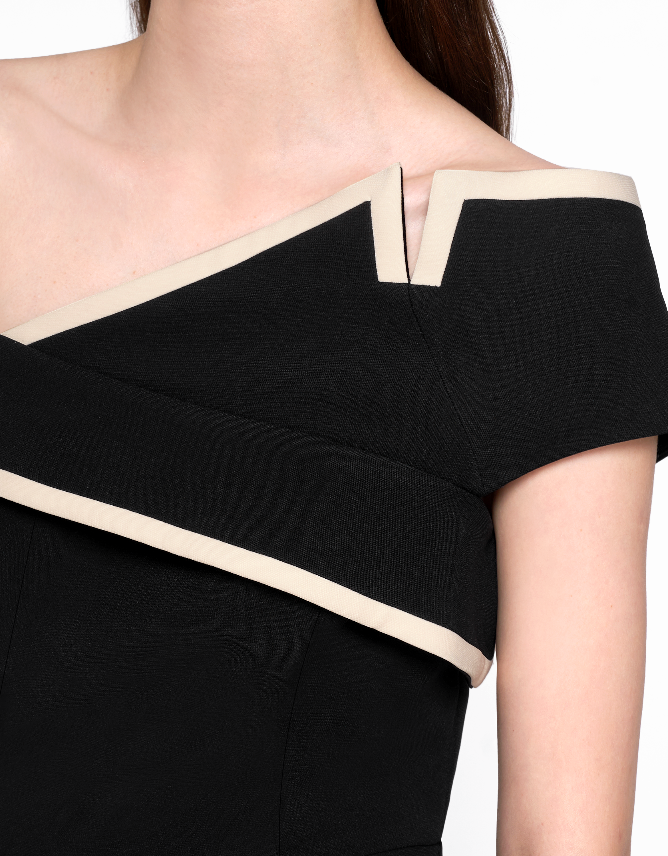 Off-shoulder Contrast Trim Jumpsuit