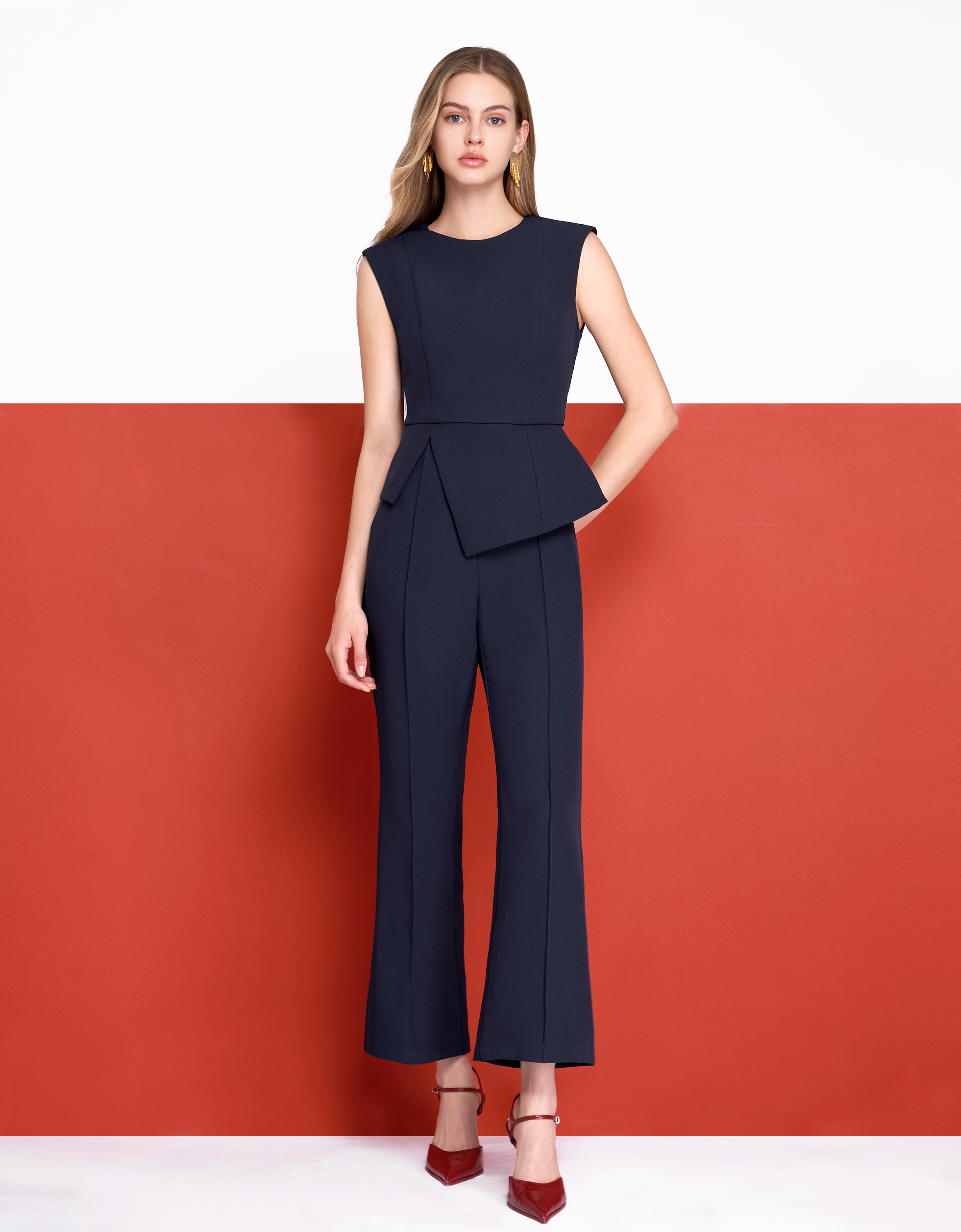 Faux Two-piece High Waist Jumpsuit