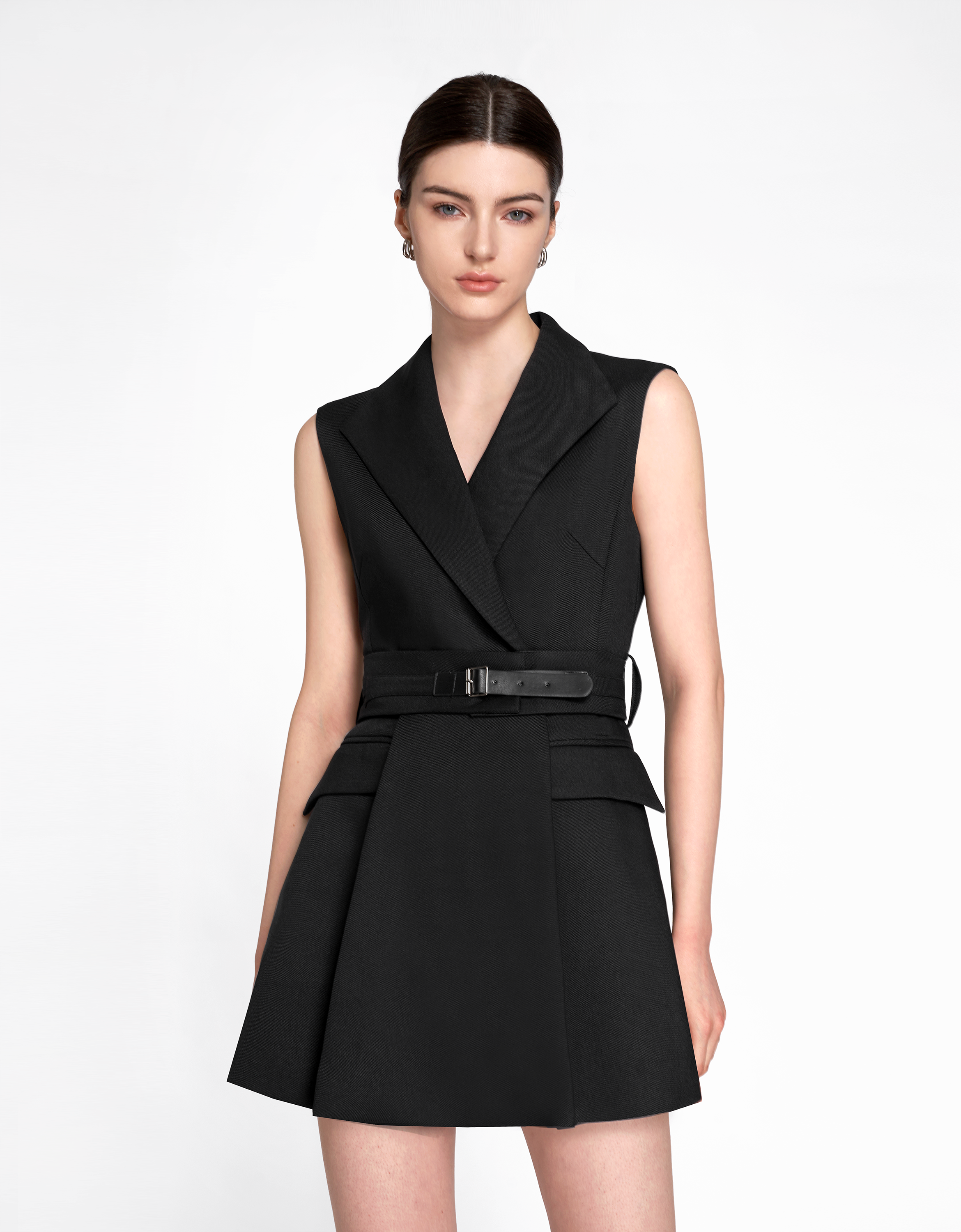 High Waist Pleated A-line Romper