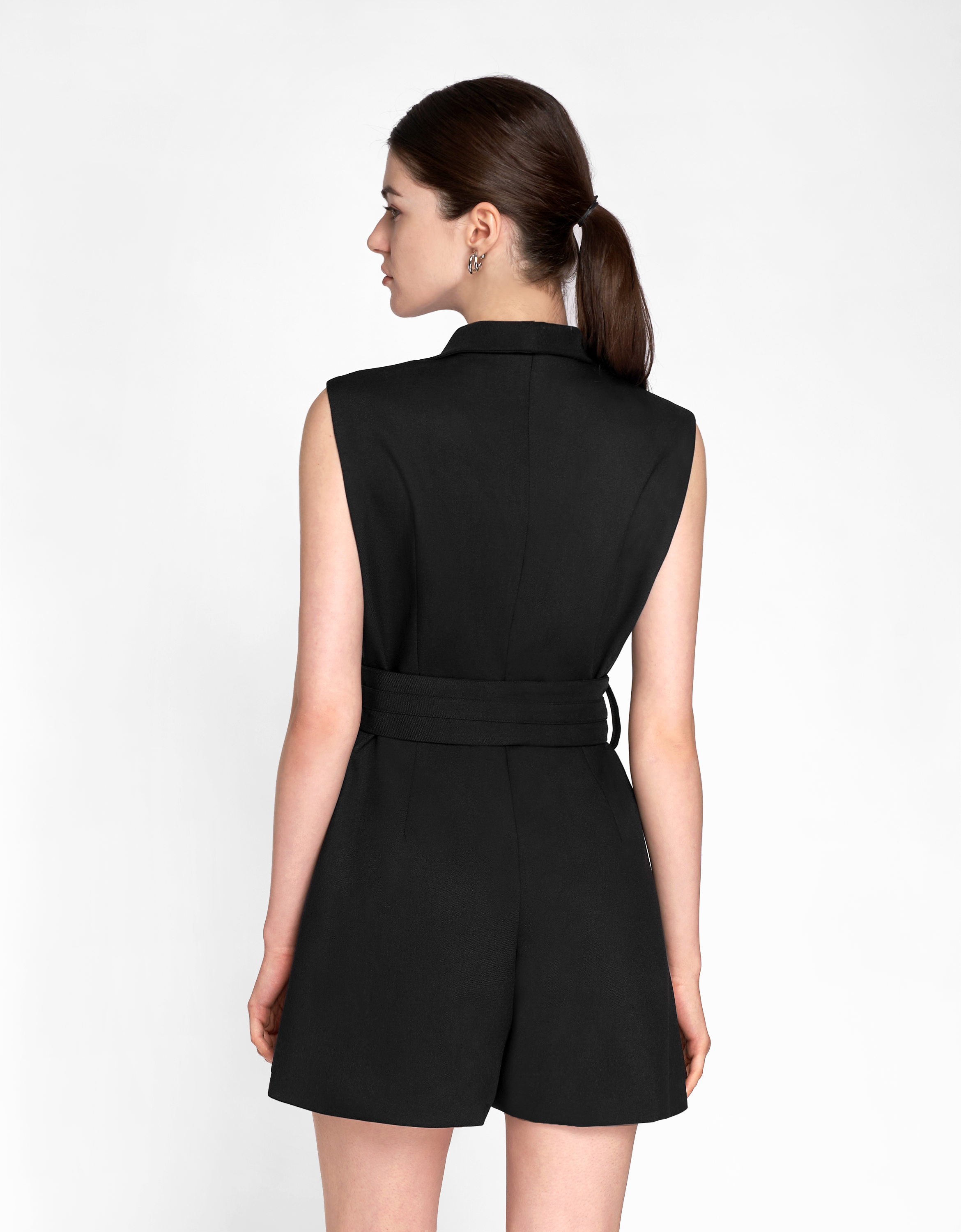 High Waist Pleated A-line Romper
