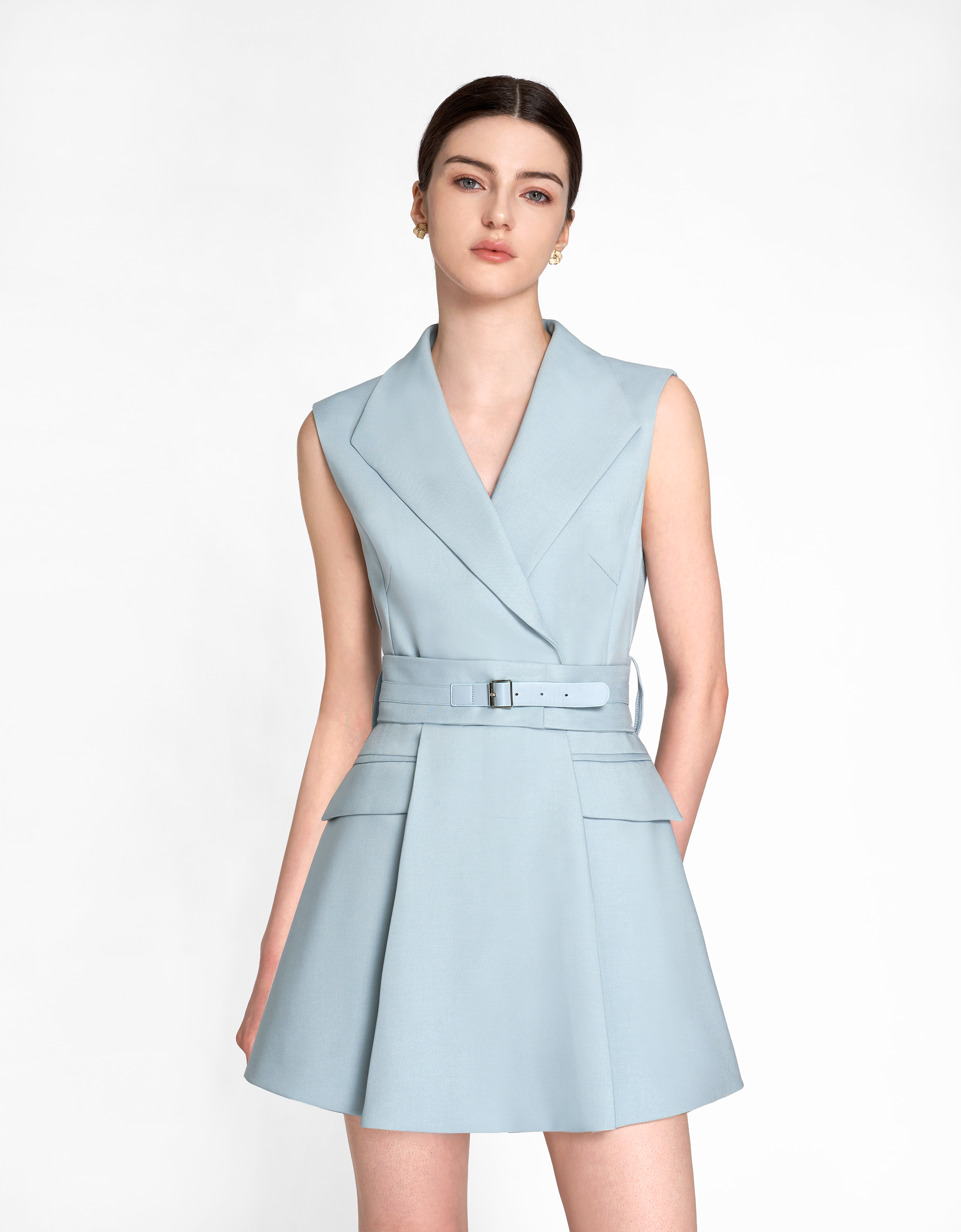High Waist Pleated A-line Romper