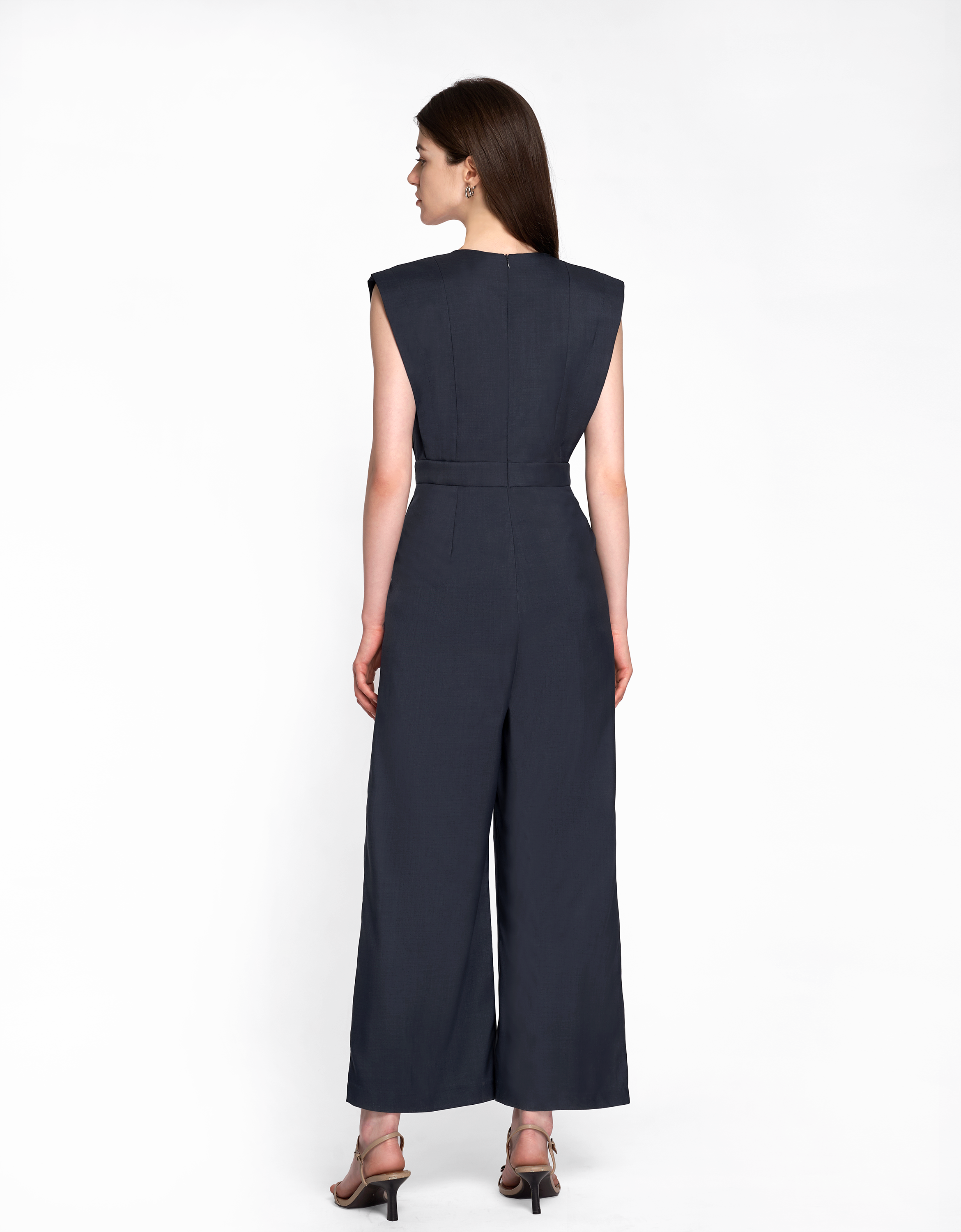 Double-breasted V-neck Jumpsuit