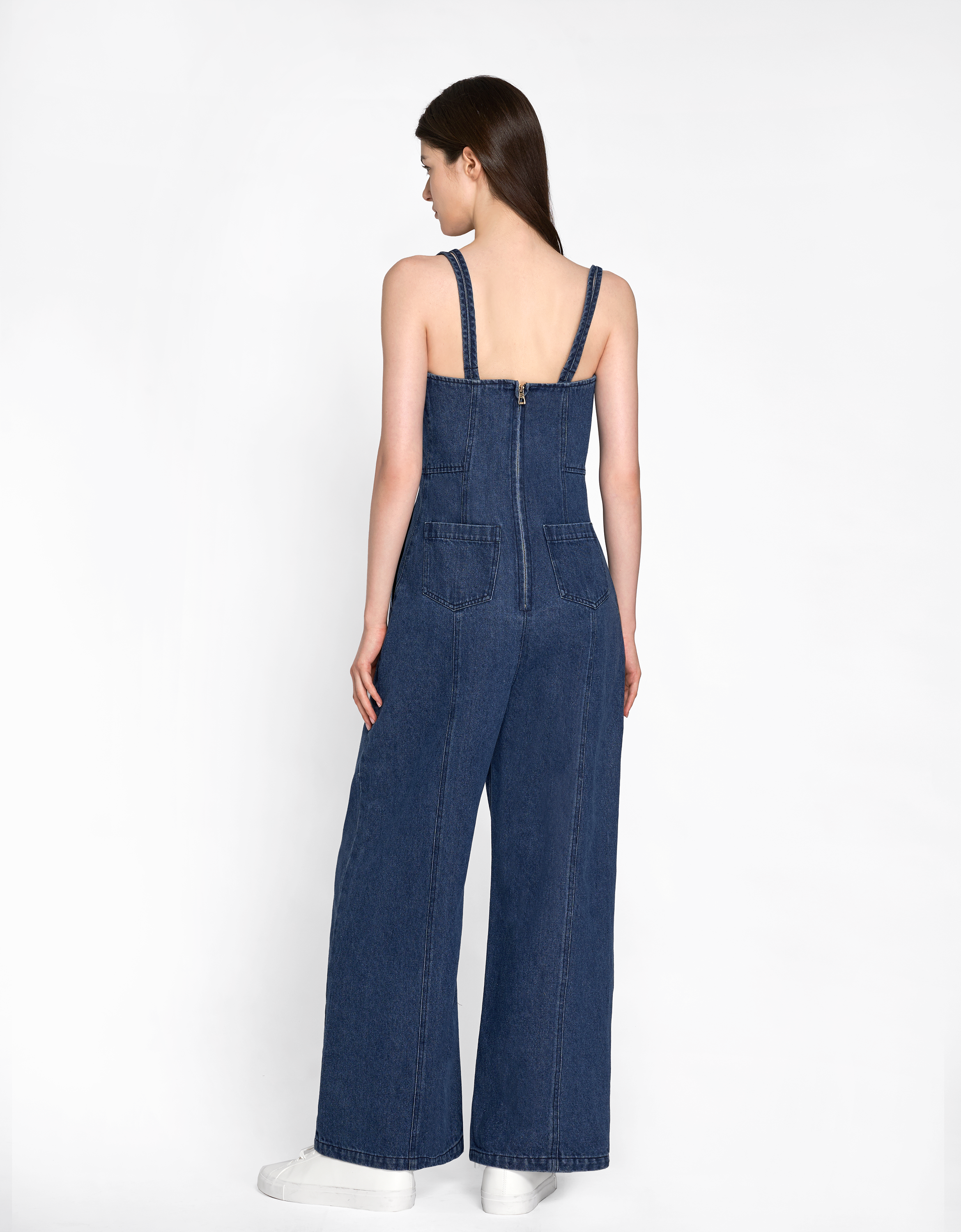 Double Strap Denim Jumpsuit