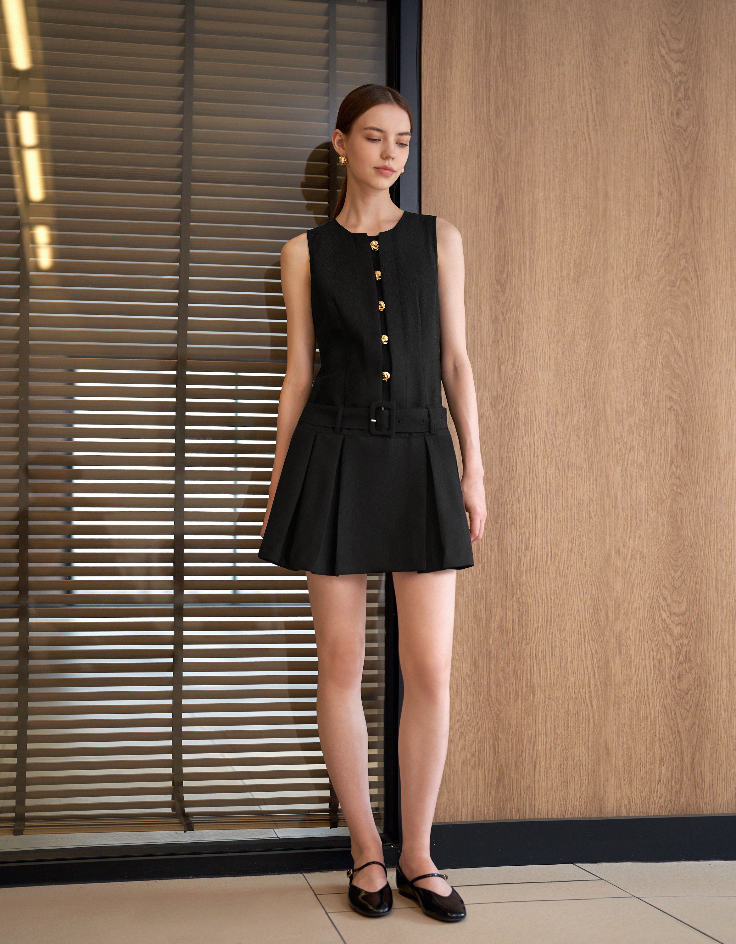 A-line Pleated Skirt Romper