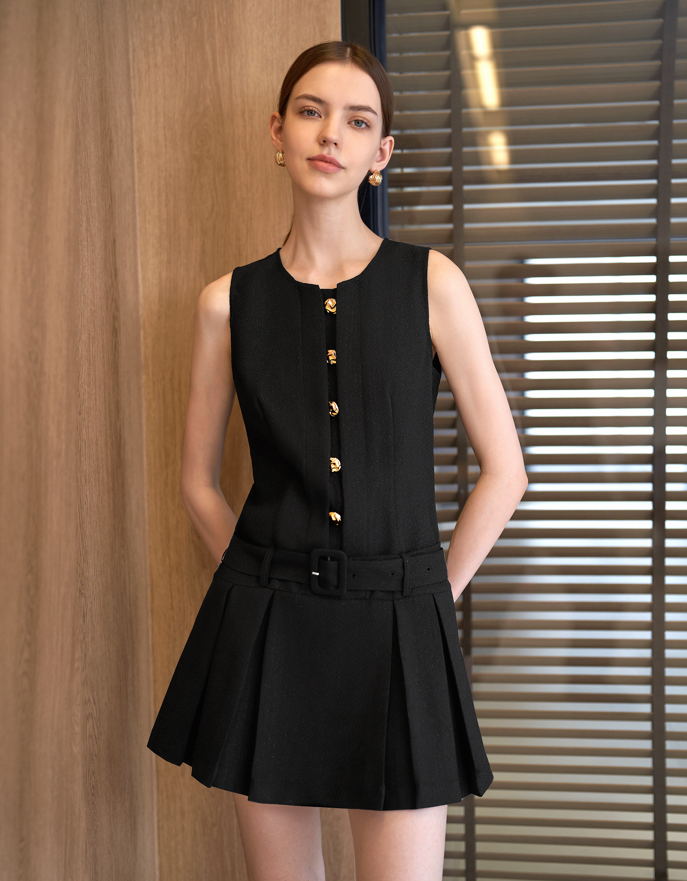 A-line Pleated Skirt Romper
