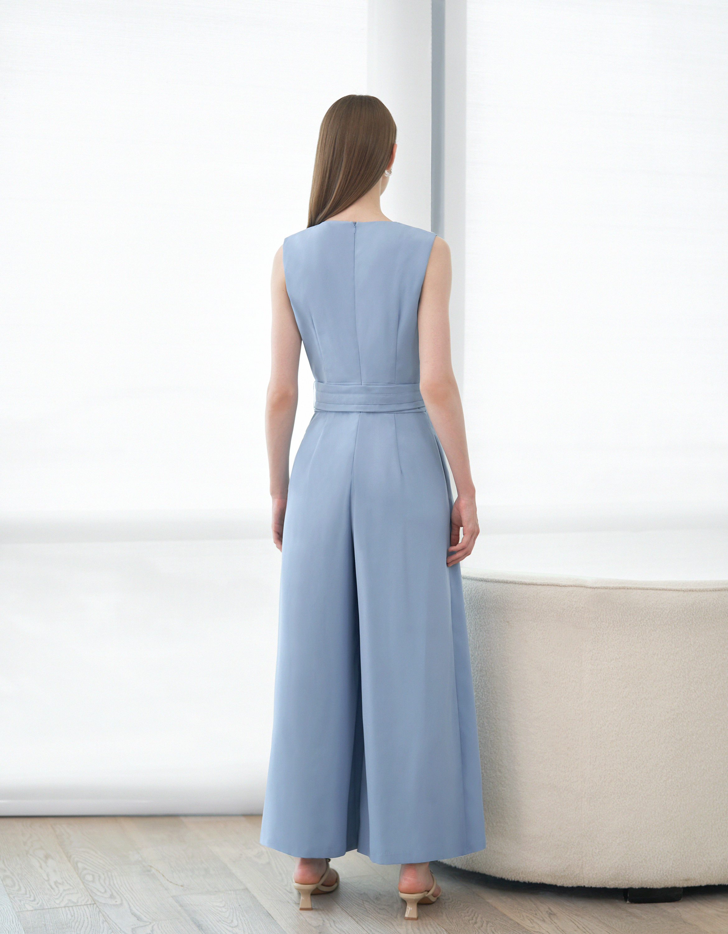 V-neck Pleated Jumpsuit