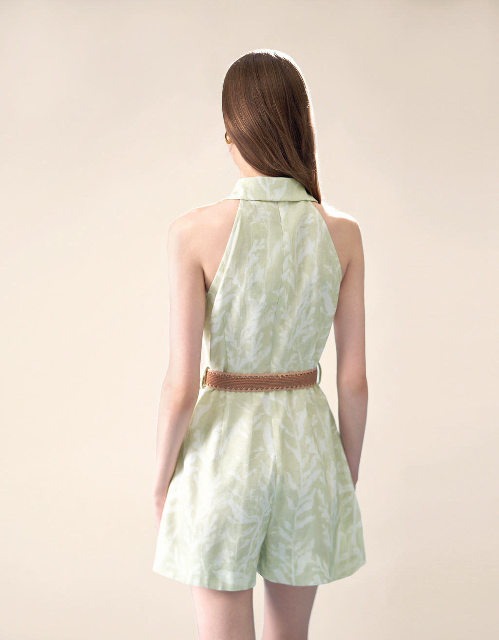Button Front Flare Hem Romper