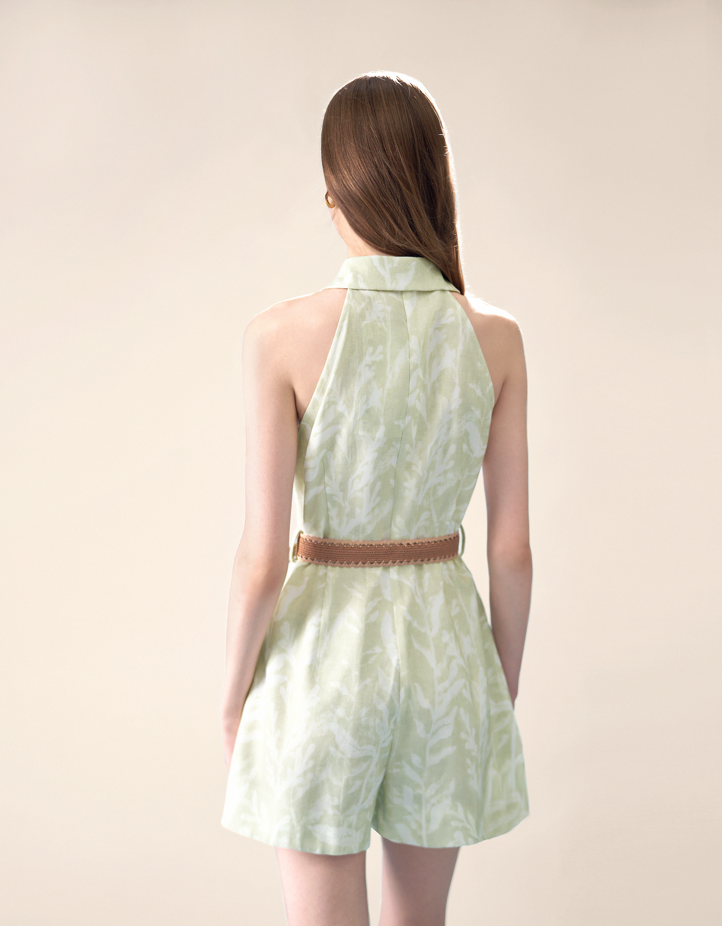 Button Front Flare Hem Romper