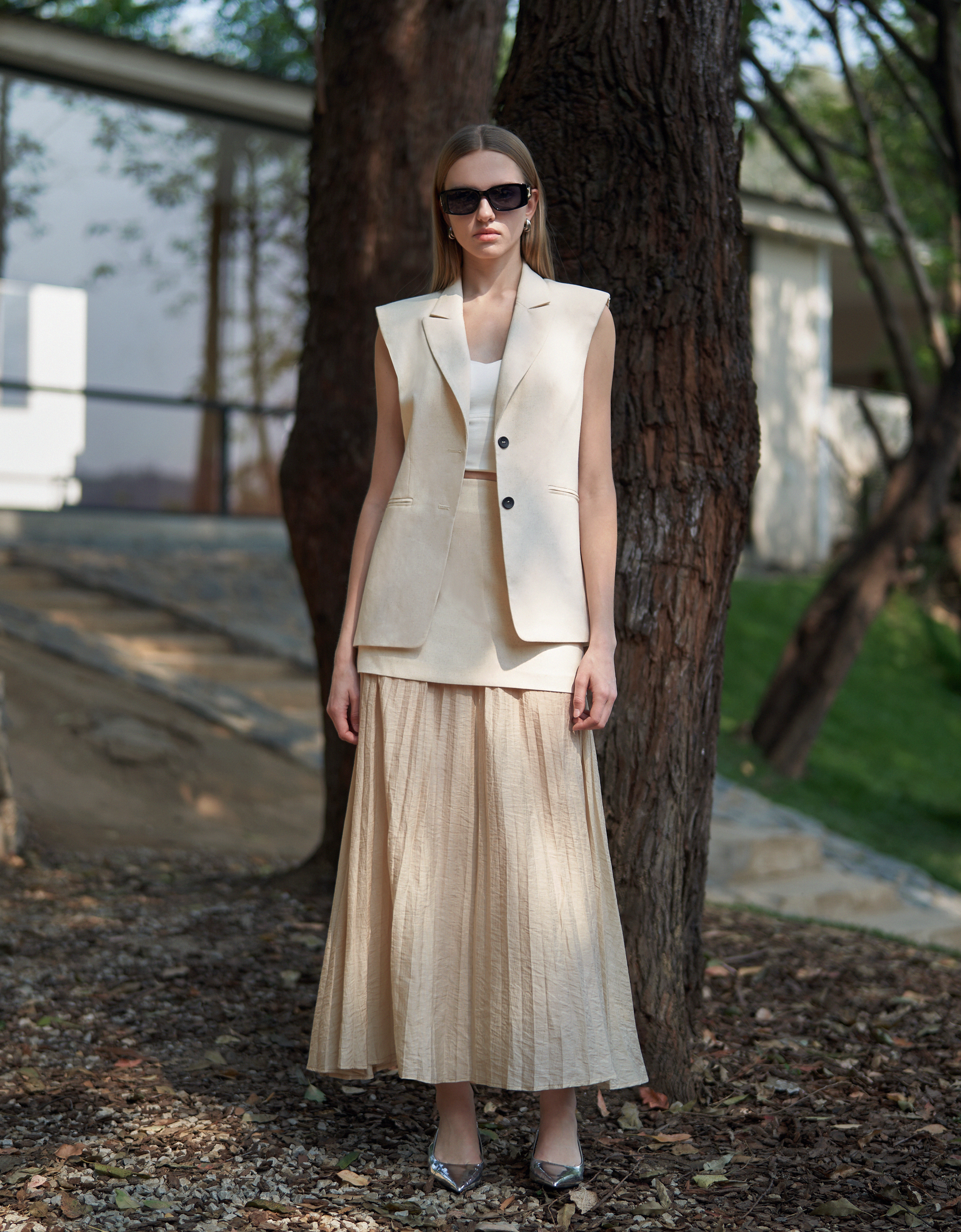Pleated Maxi Skirt