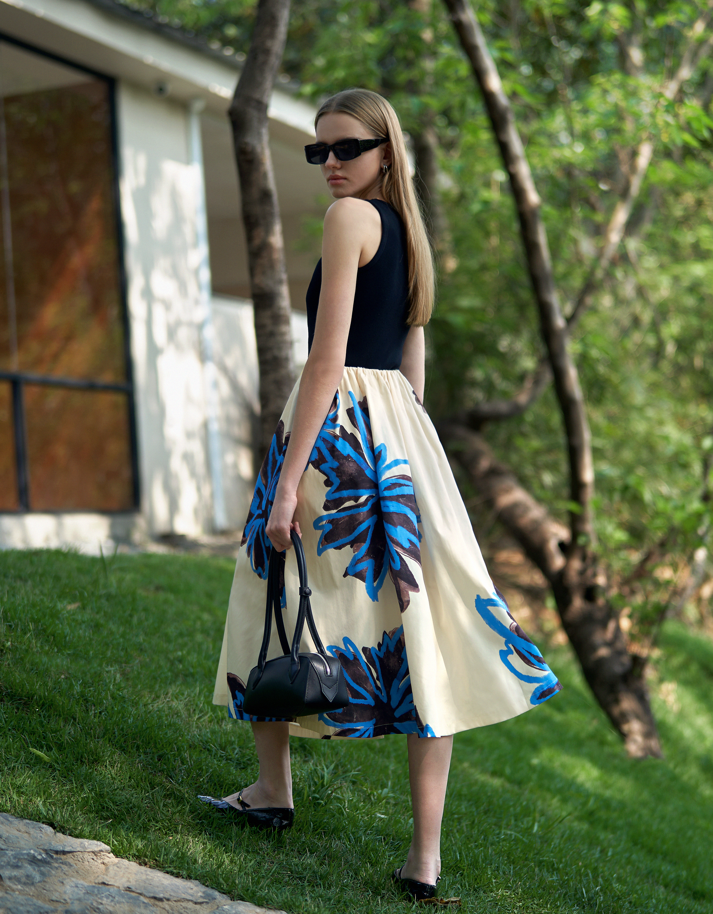 Floral Print A-line Skirt