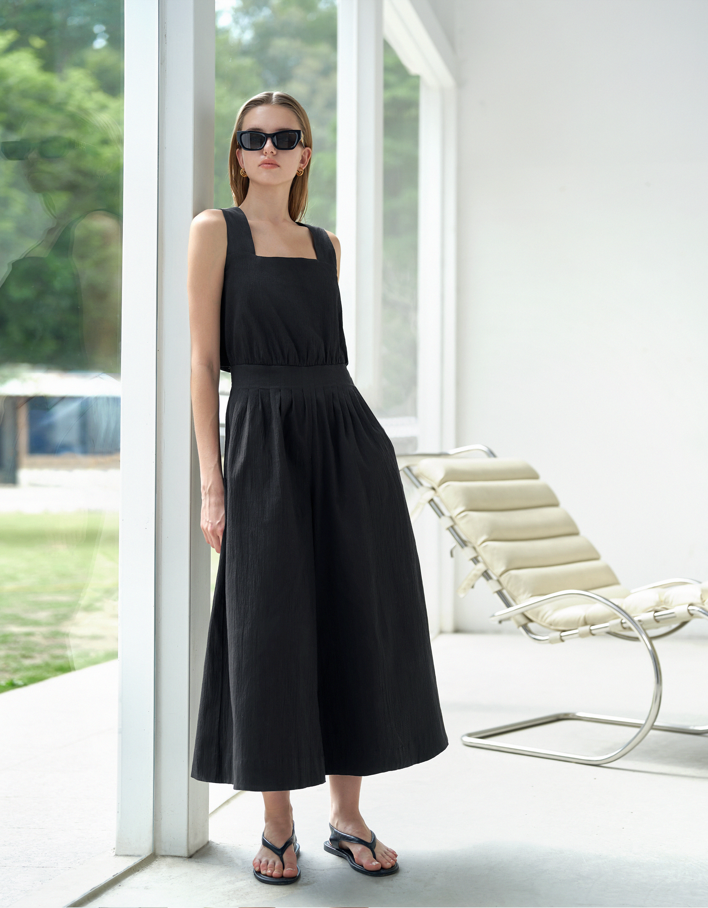 Open Back Square Neck Jumpsuit