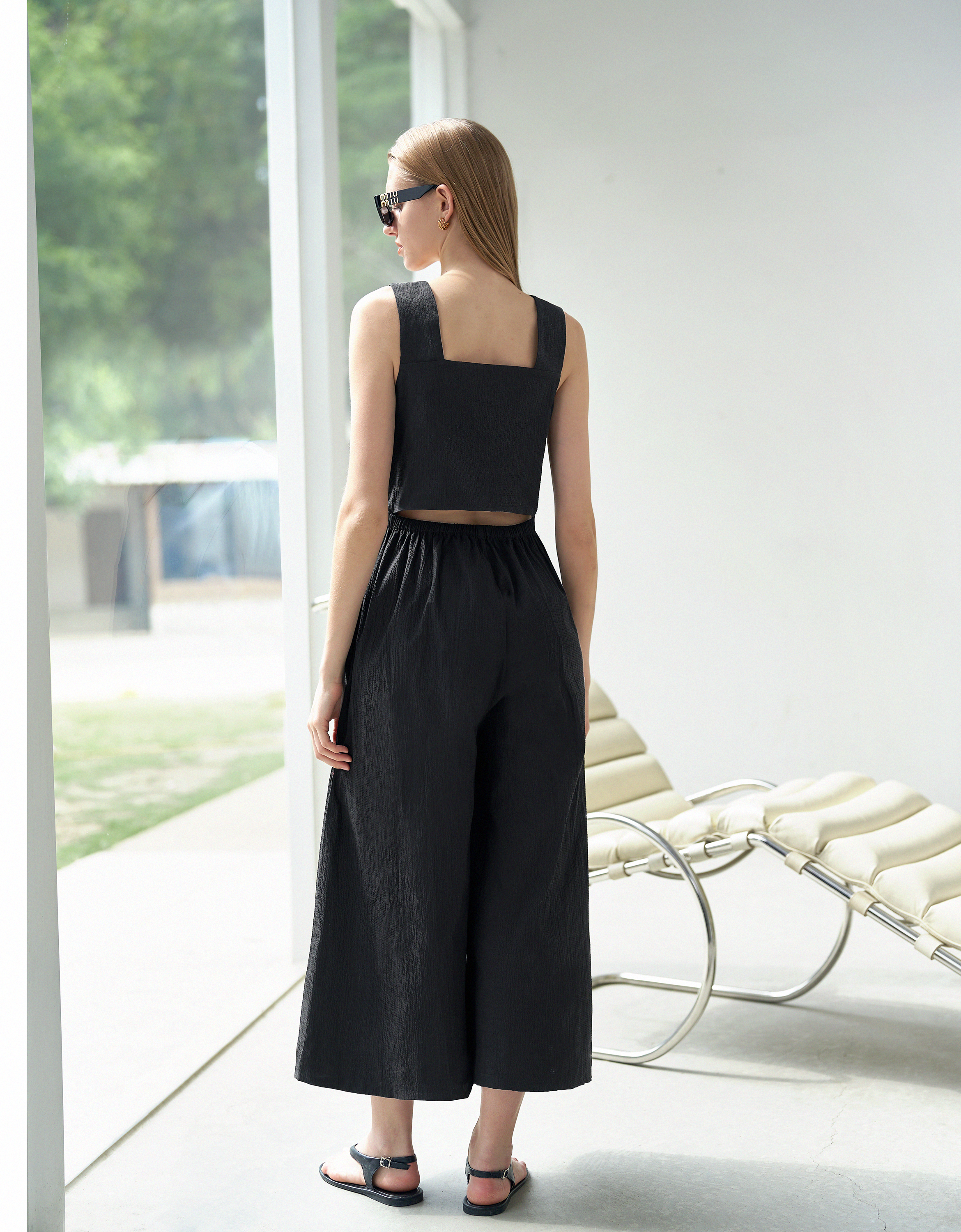 Open Back Square Neck Jumpsuit