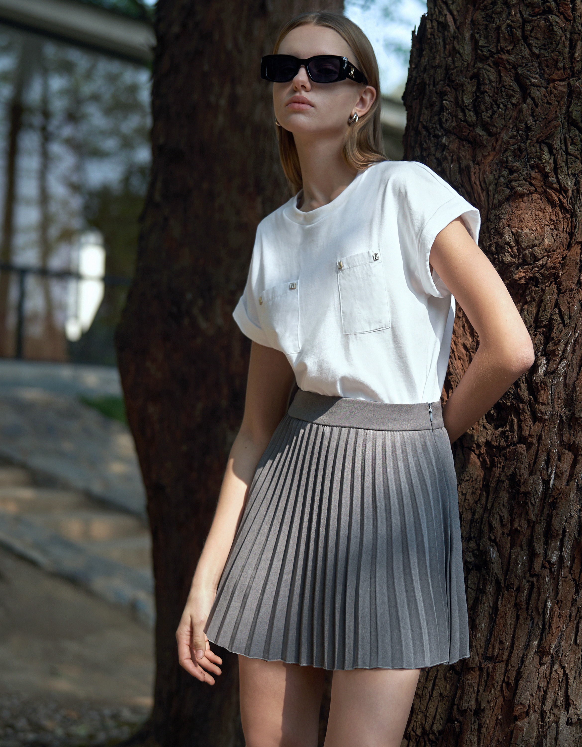 Pleated A-line Short Skirt