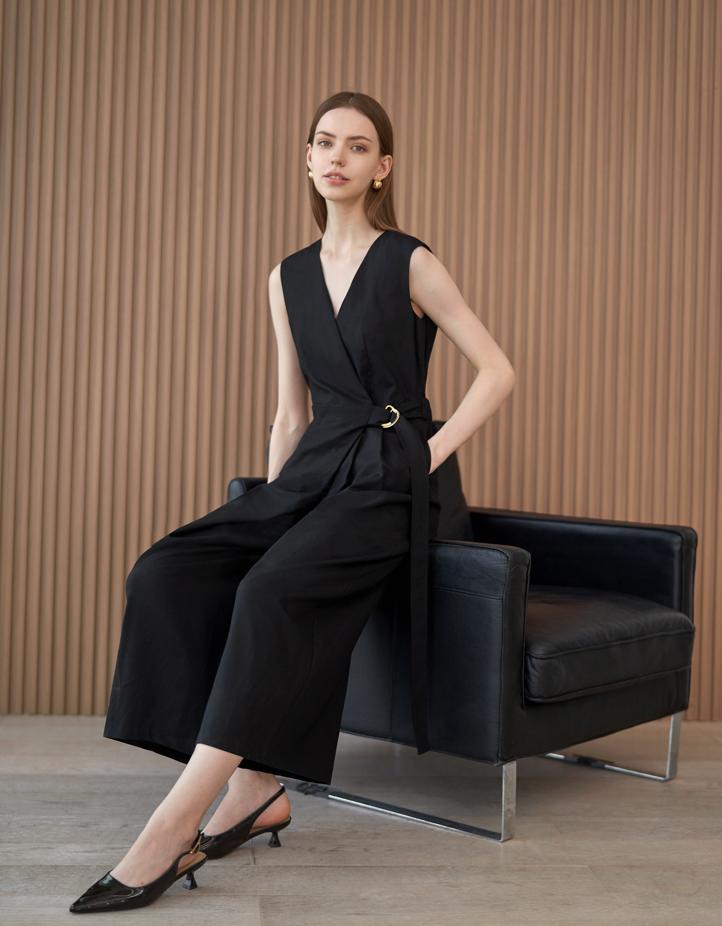 V-neck Wrap Jumpsuit