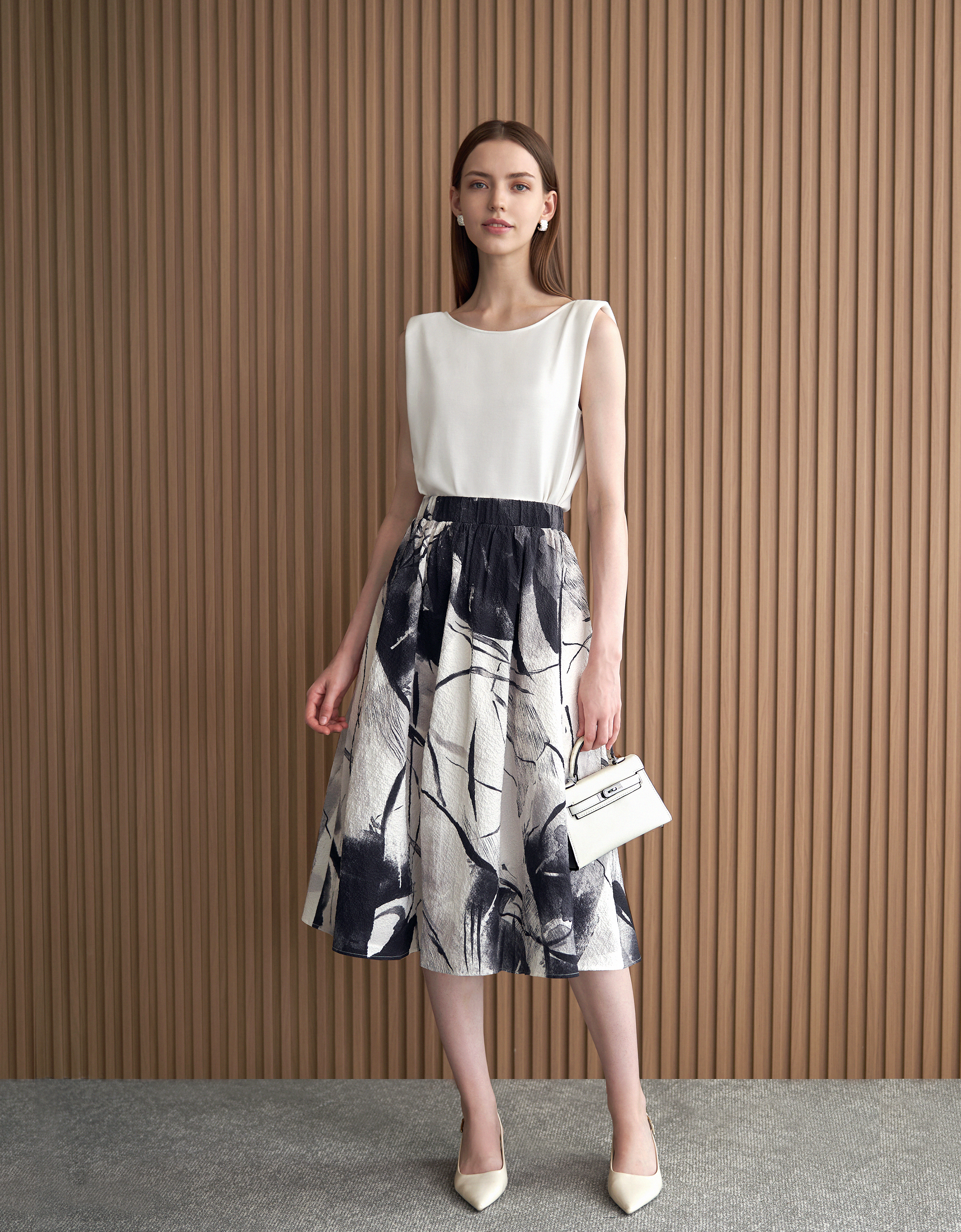 Art Print Midi Skirt
