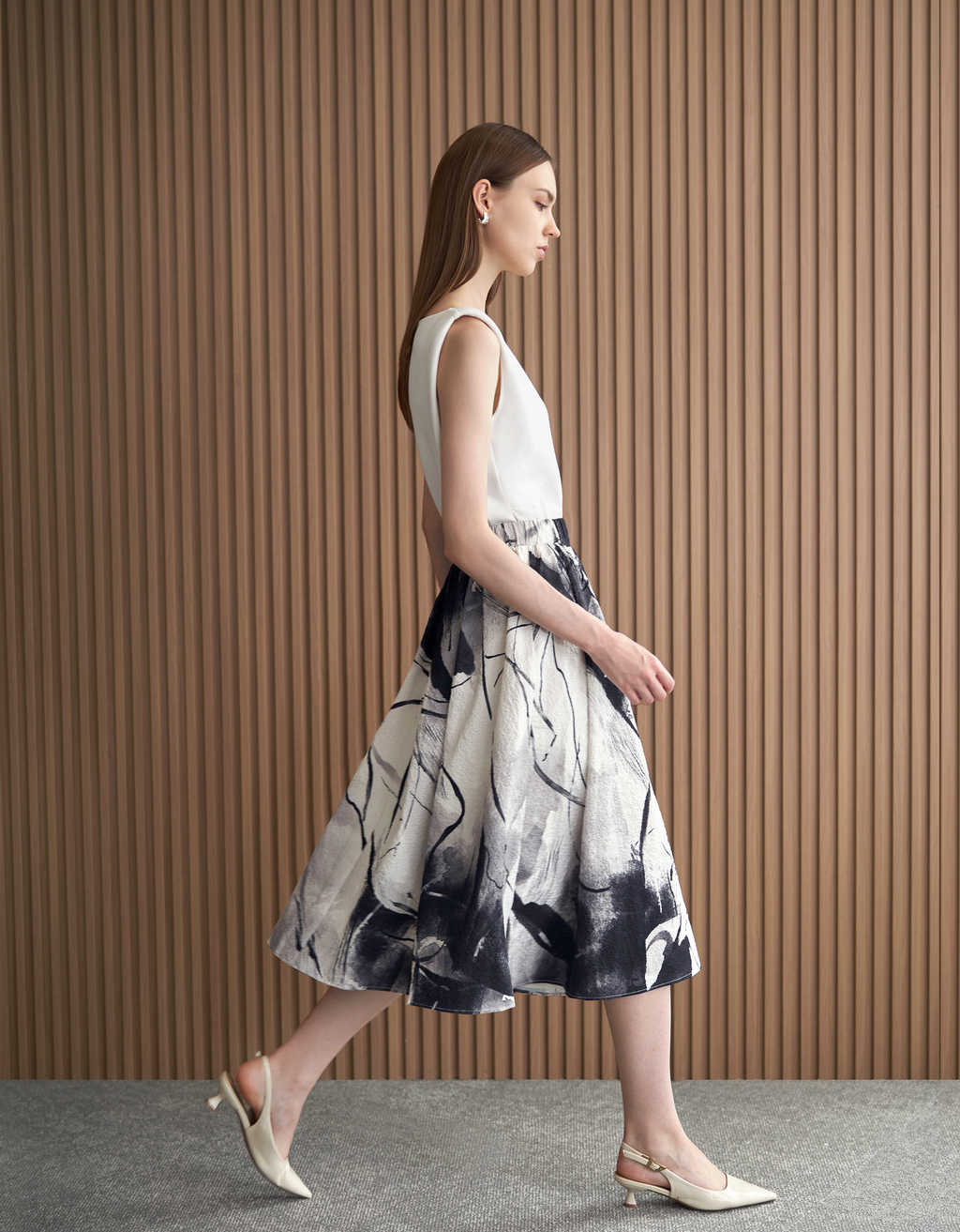 Art Print Midi Skirt