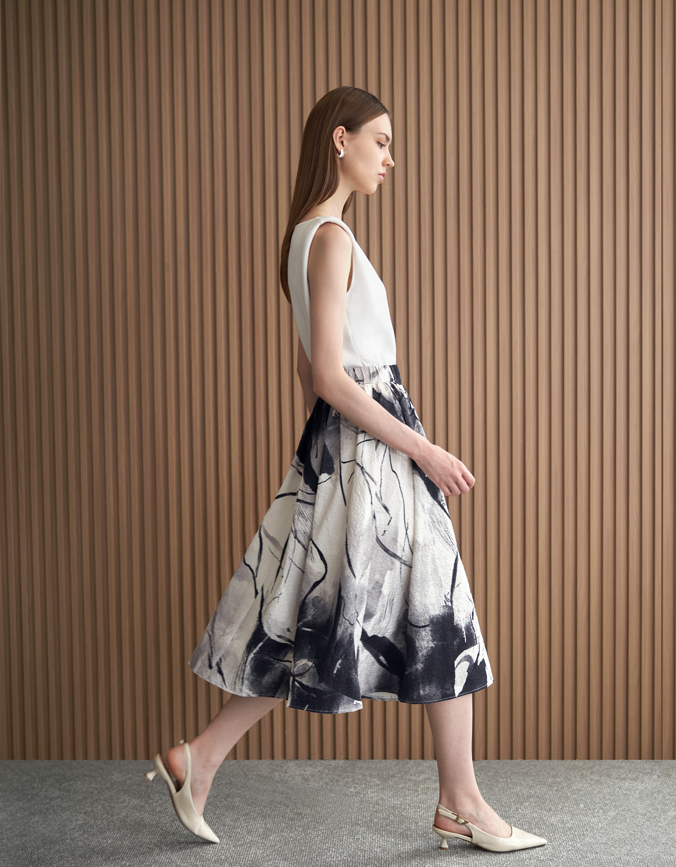 Art Print Midi Skirt