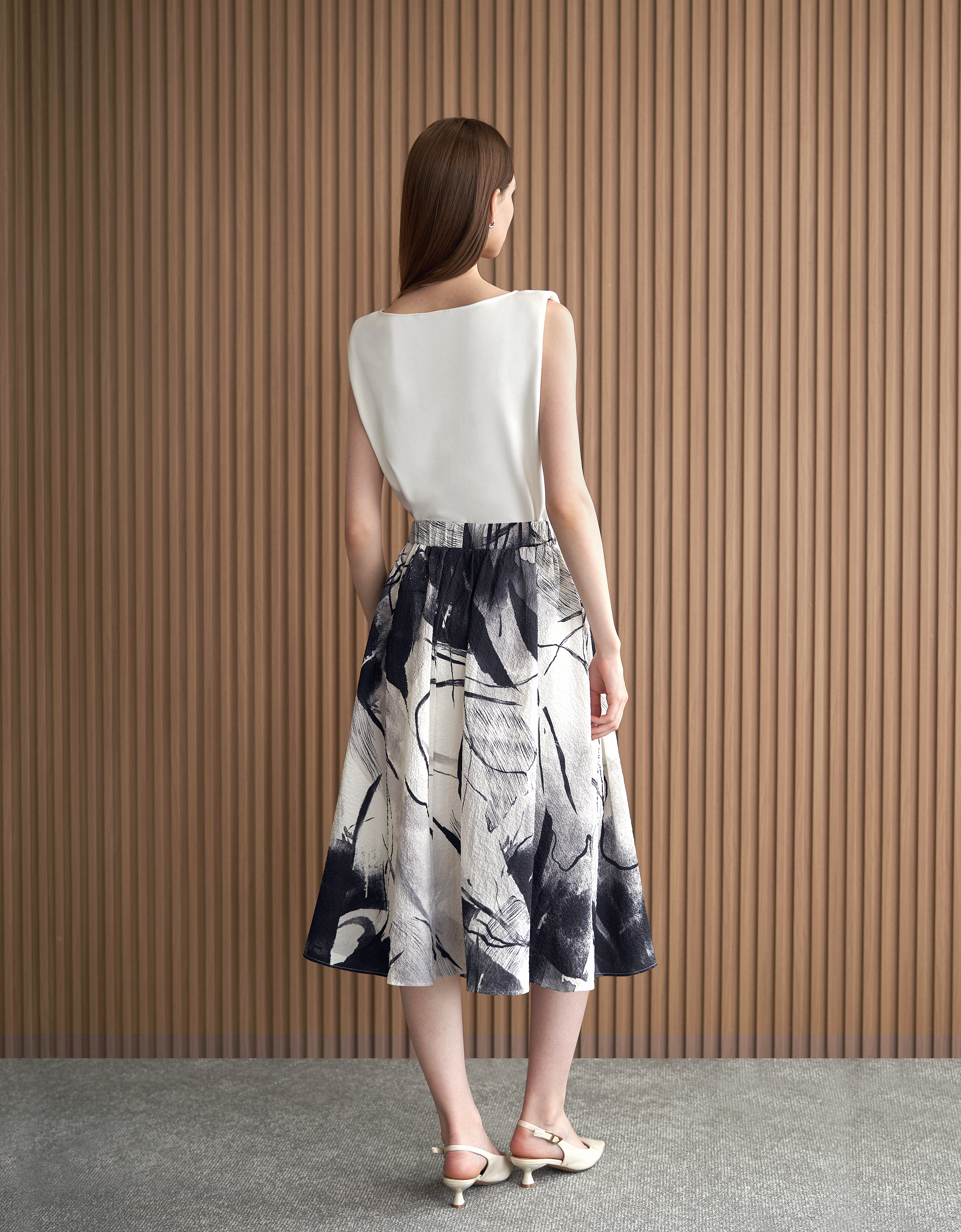 Art Print Midi Skirt