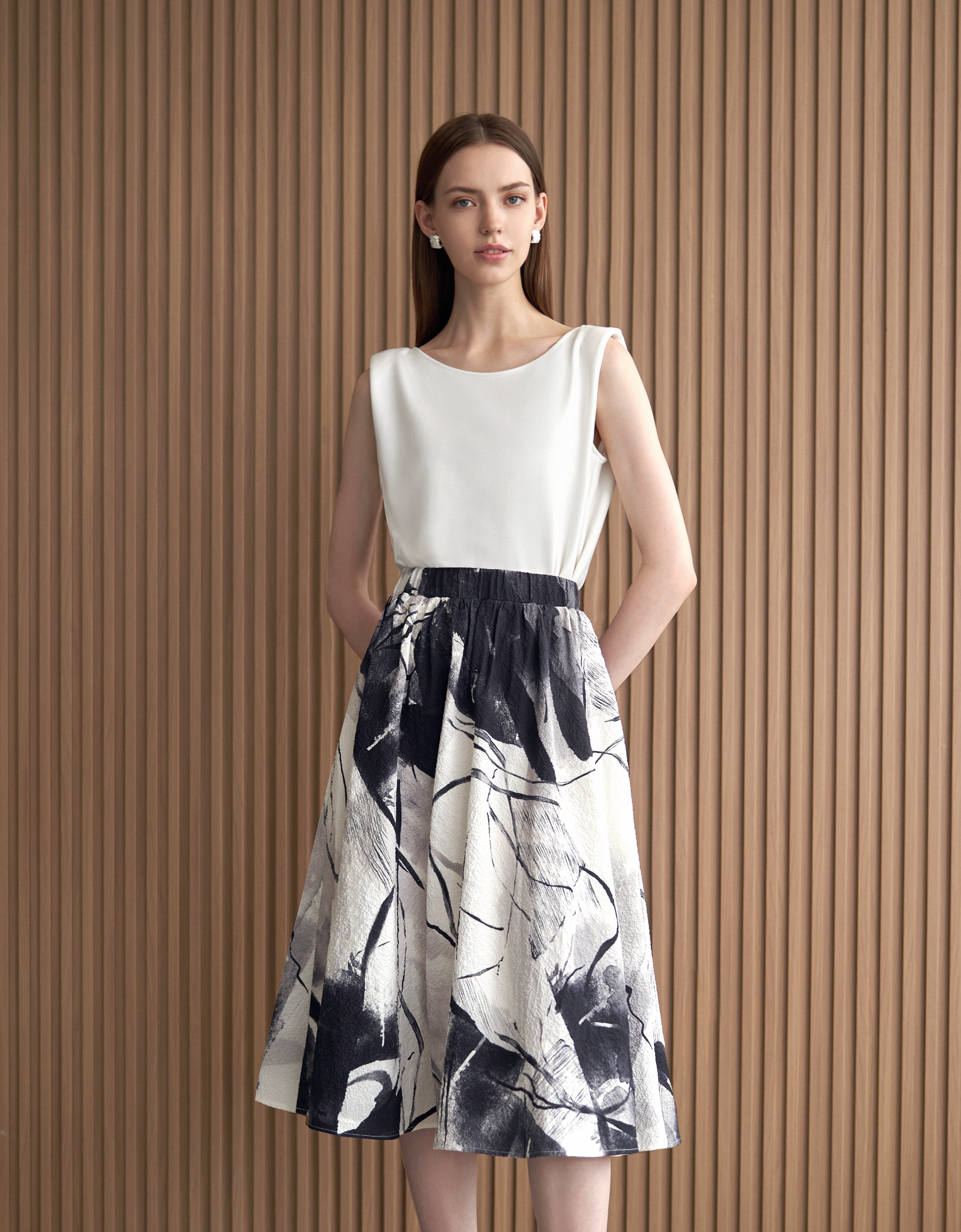 Art Print Midi Skirt