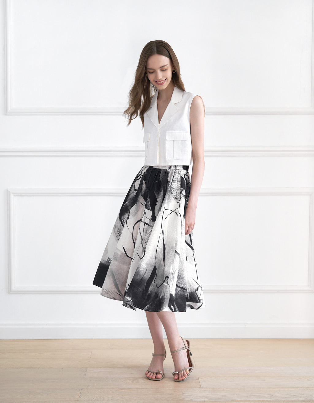 Art Print Midi Skirt