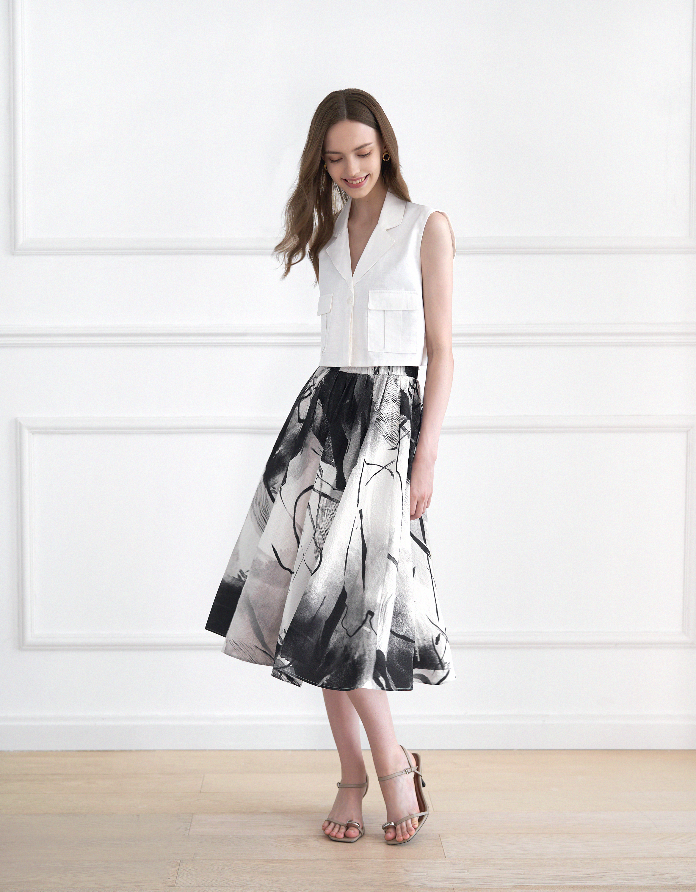 Art Print Midi Skirt