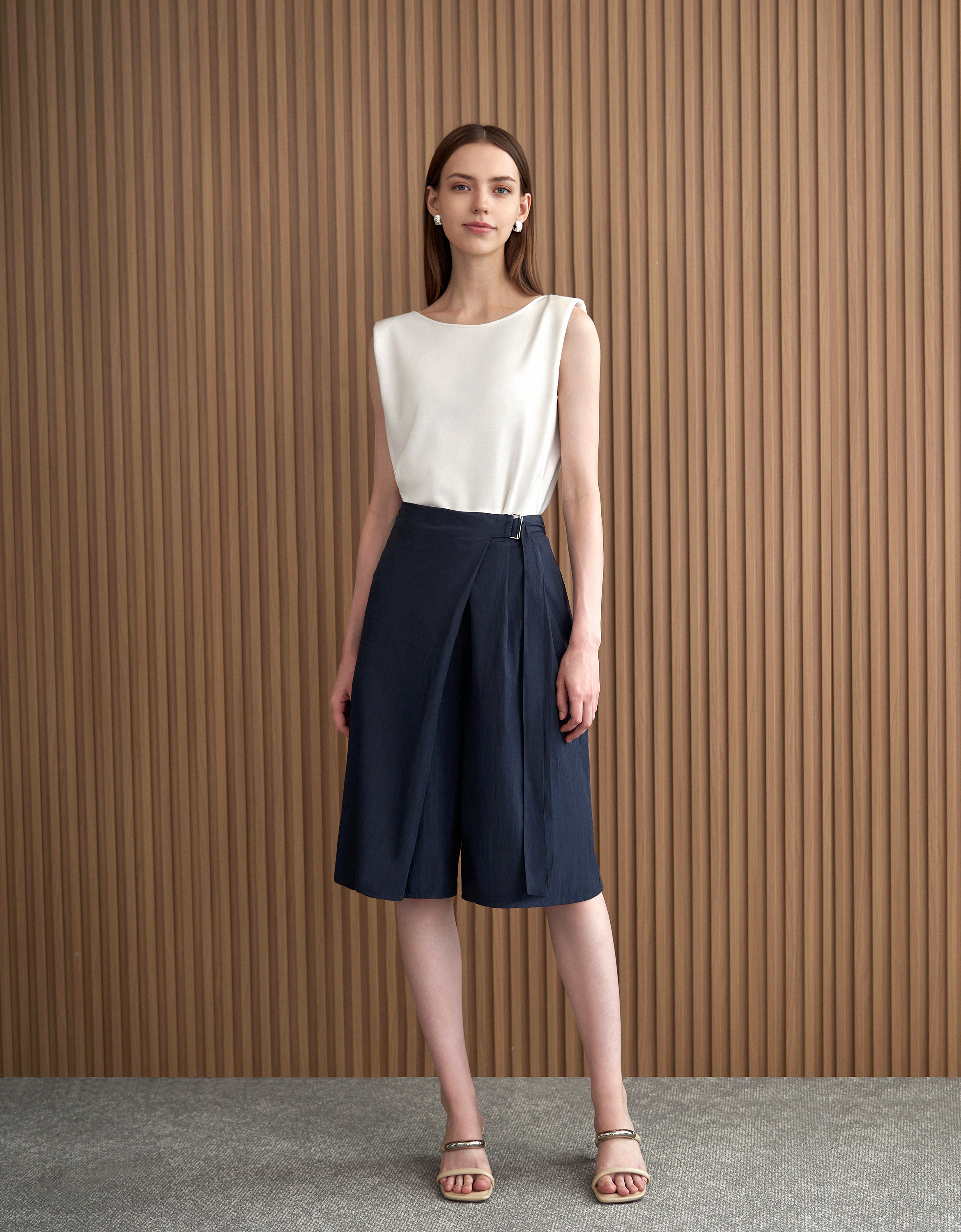 Asymmetric Wrap Bermuda Shorts