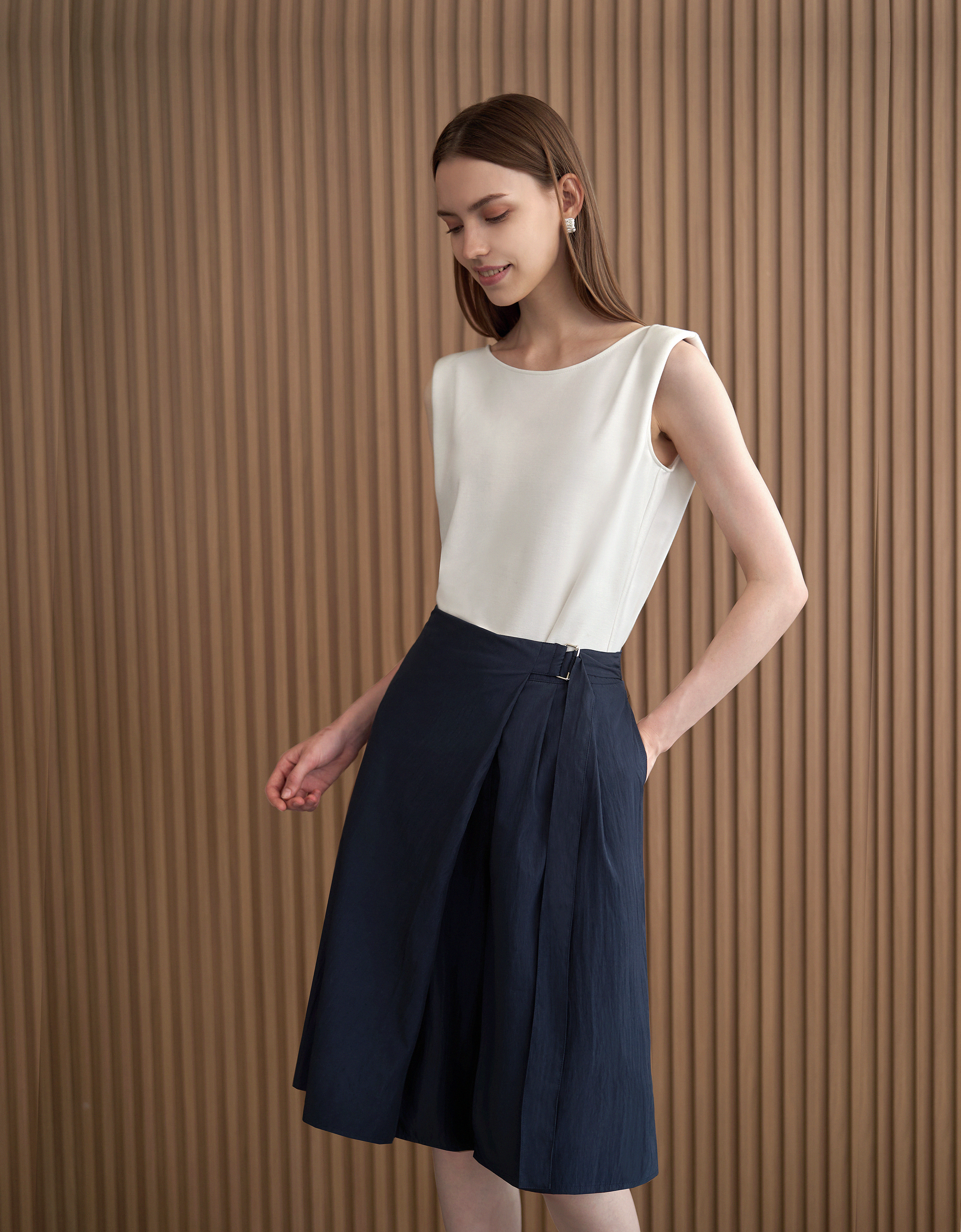Asymmetric Wrap Bermuda Shorts