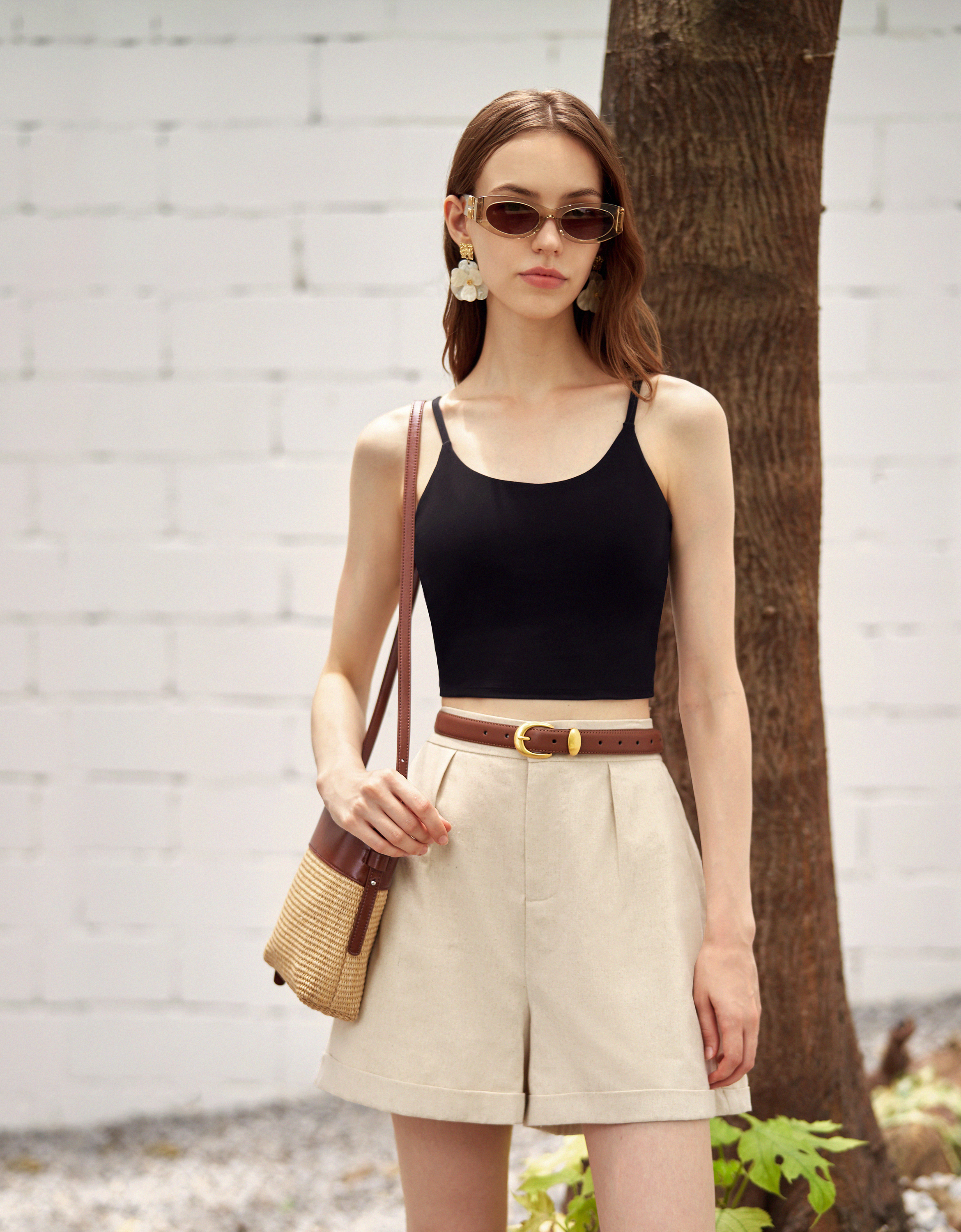 Linen-blend Casual Shorts