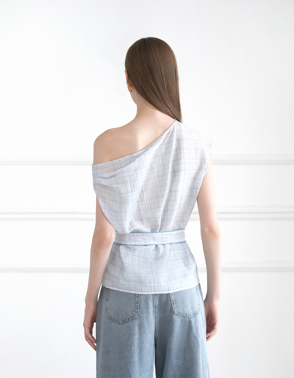 Asymmetric Gathered Off-shoulder Top