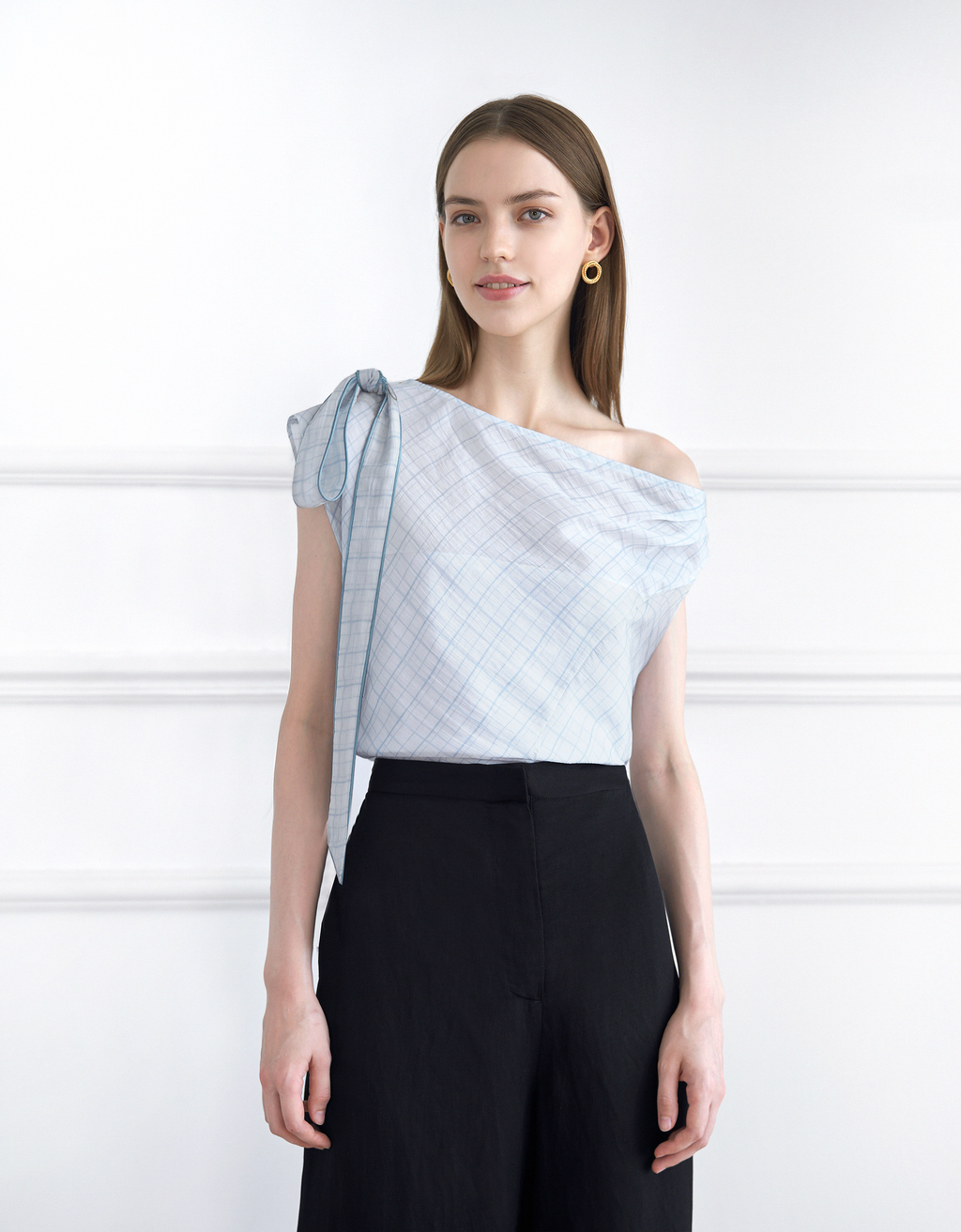 Asymmetric Gathered Off-shoulder Top