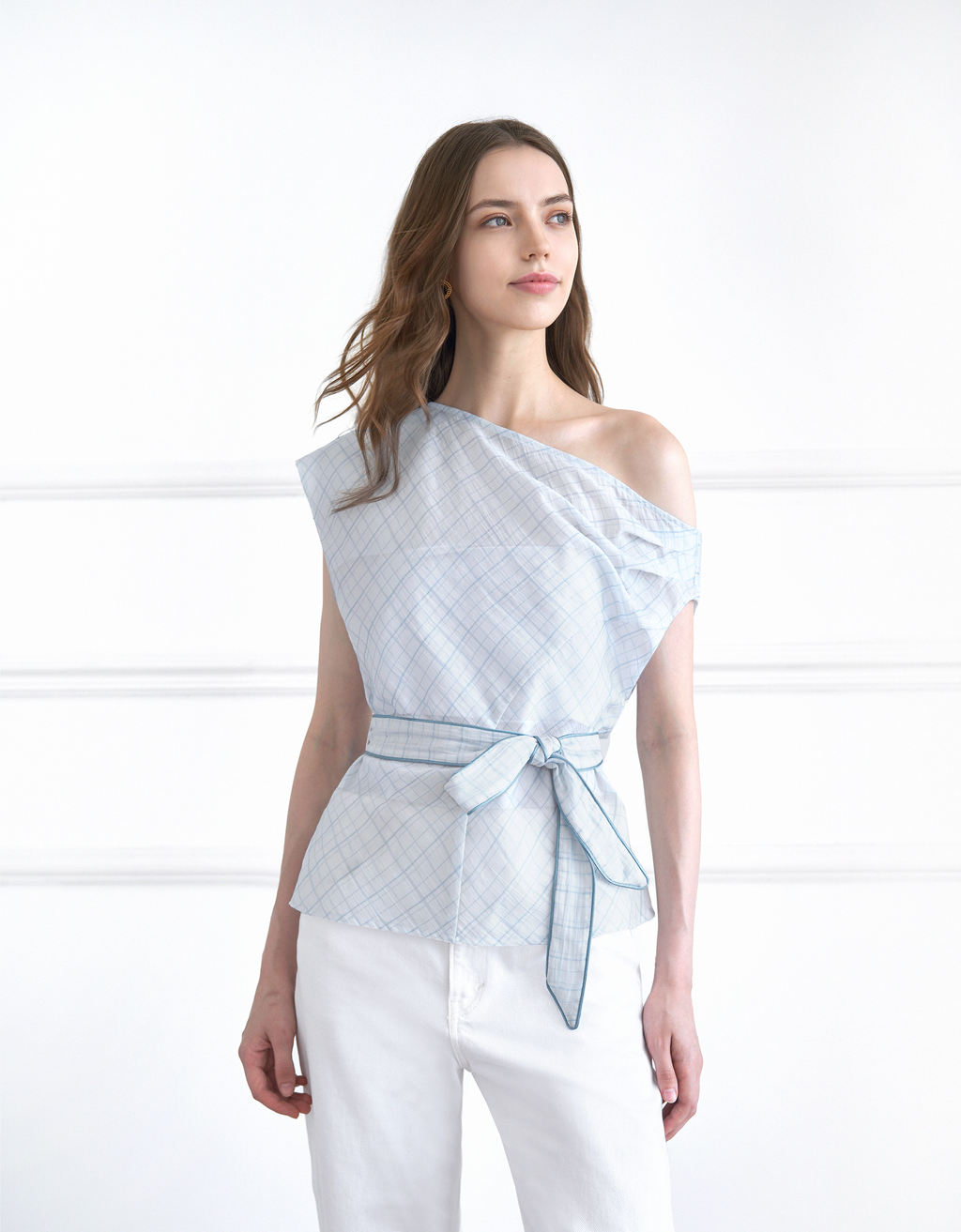 Asymmetric Gathered Off-shoulder Top