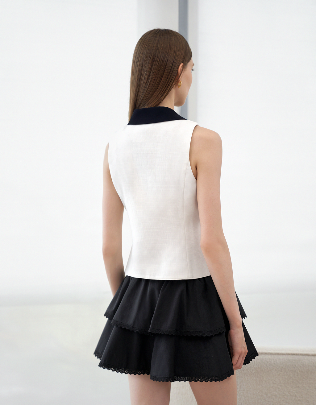 Lace Trim Layered Mini Skirt