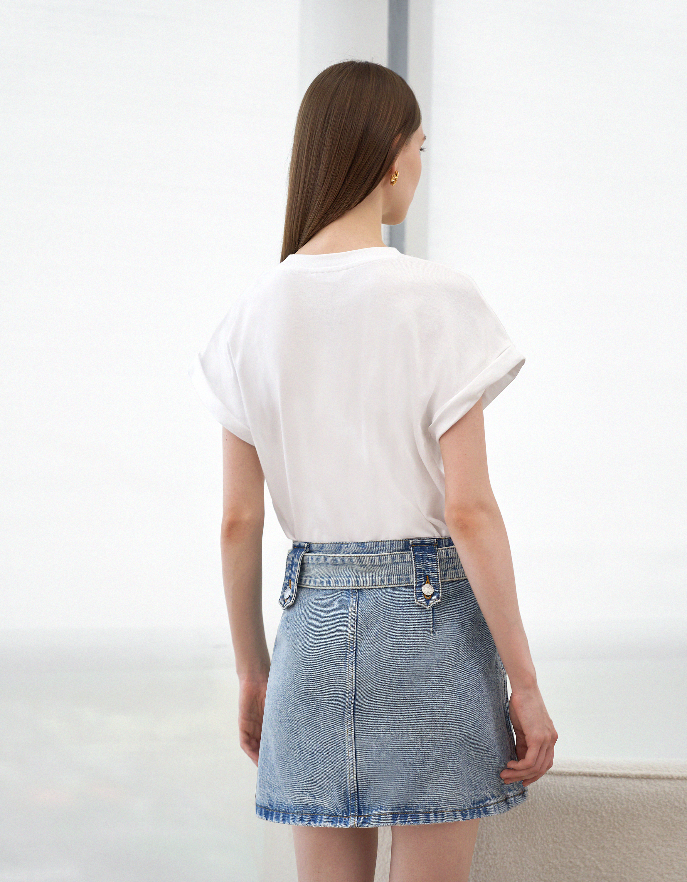 Belted Denim Mini Skirt