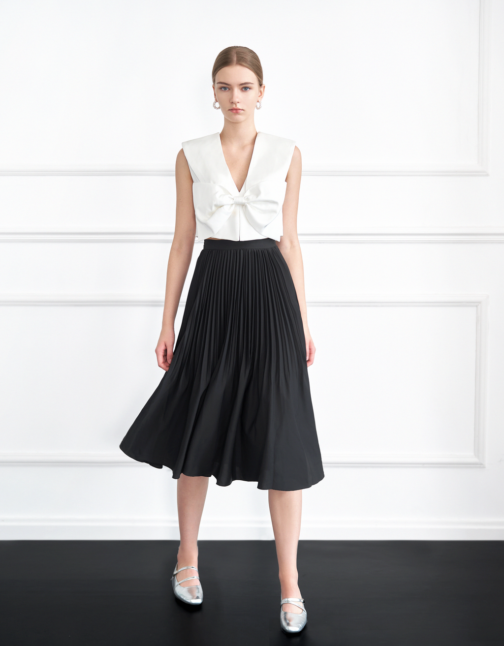 Pleated Midi Fishtail Skirt