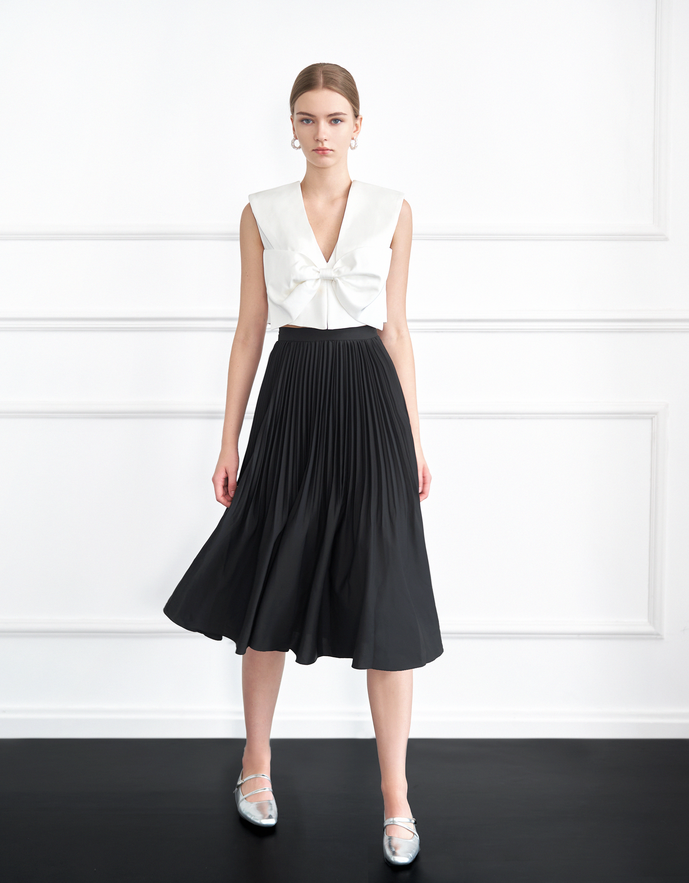 Pleated Midi Fishtail Skirt