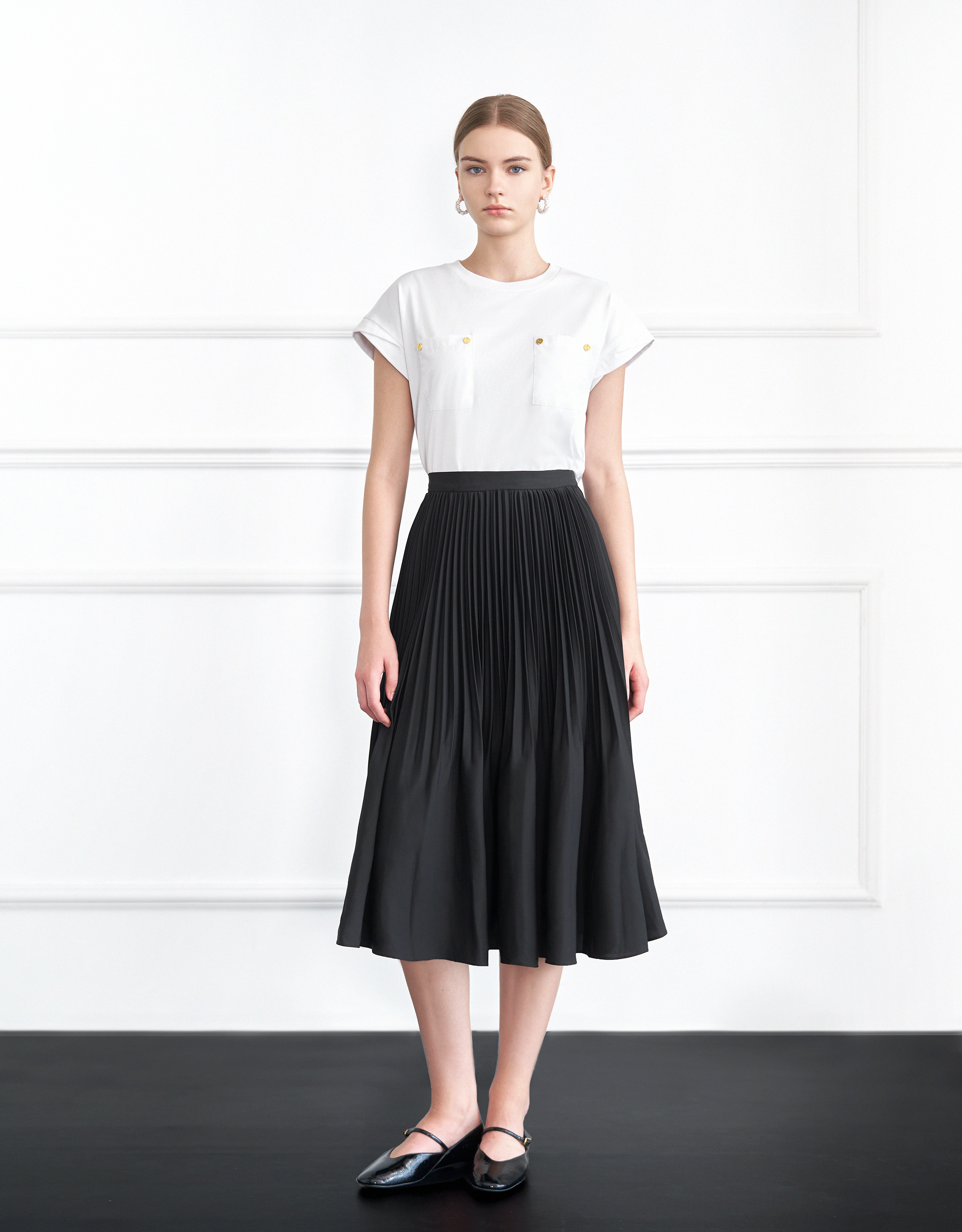 Pleated Midi Fishtail Skirt