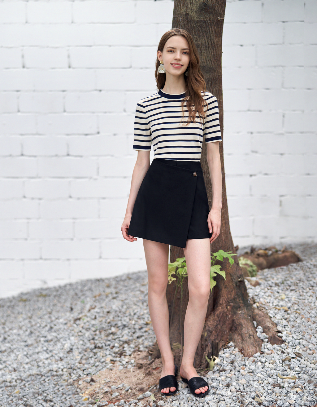 Asymmetric Wrap Front Skort