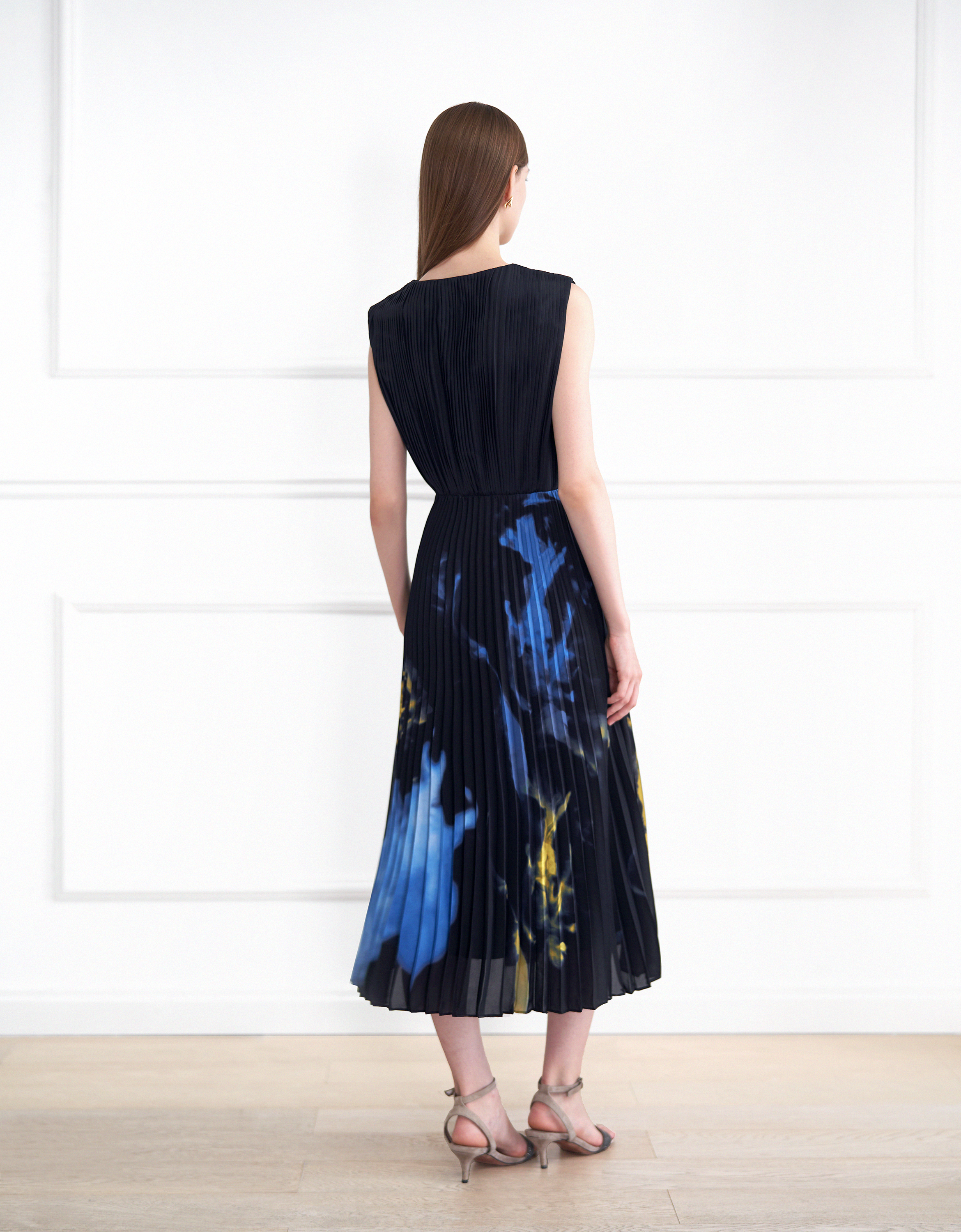 Ink-dye Art Print Pleated Dress