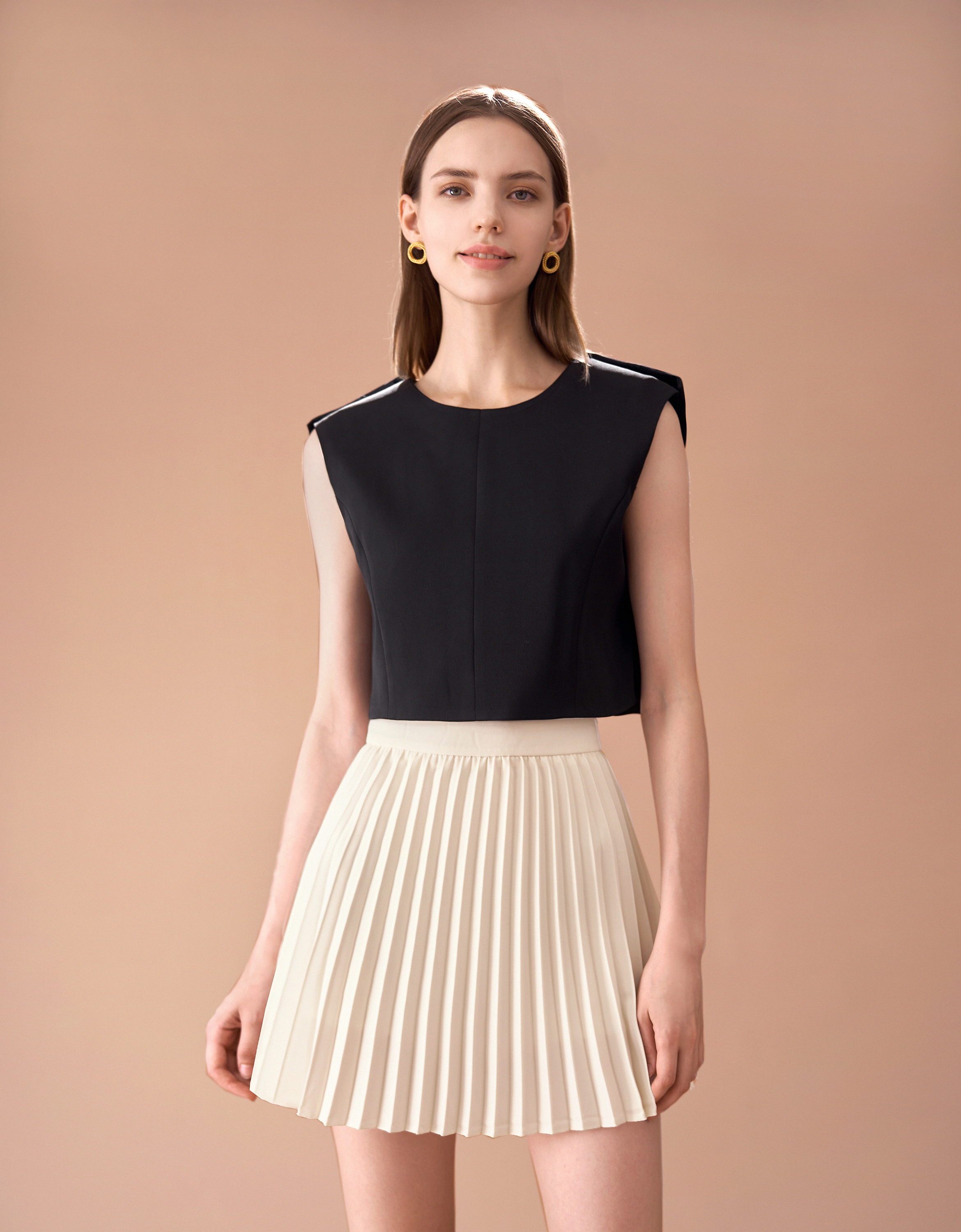 Pleated A-line Skirt