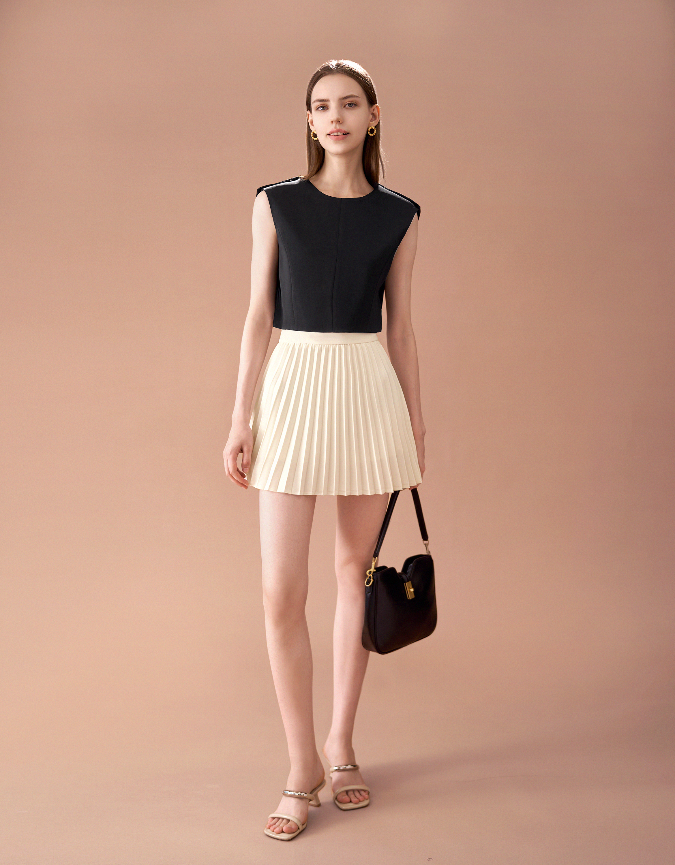 Pleated A-line Skirt