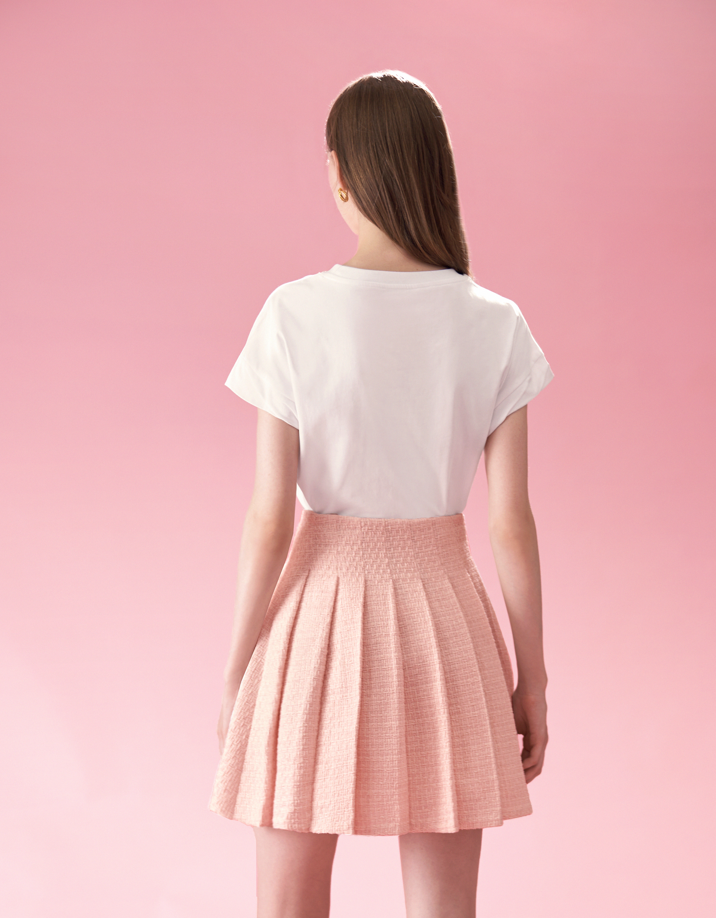 A-line Pleated Tweed Skirt