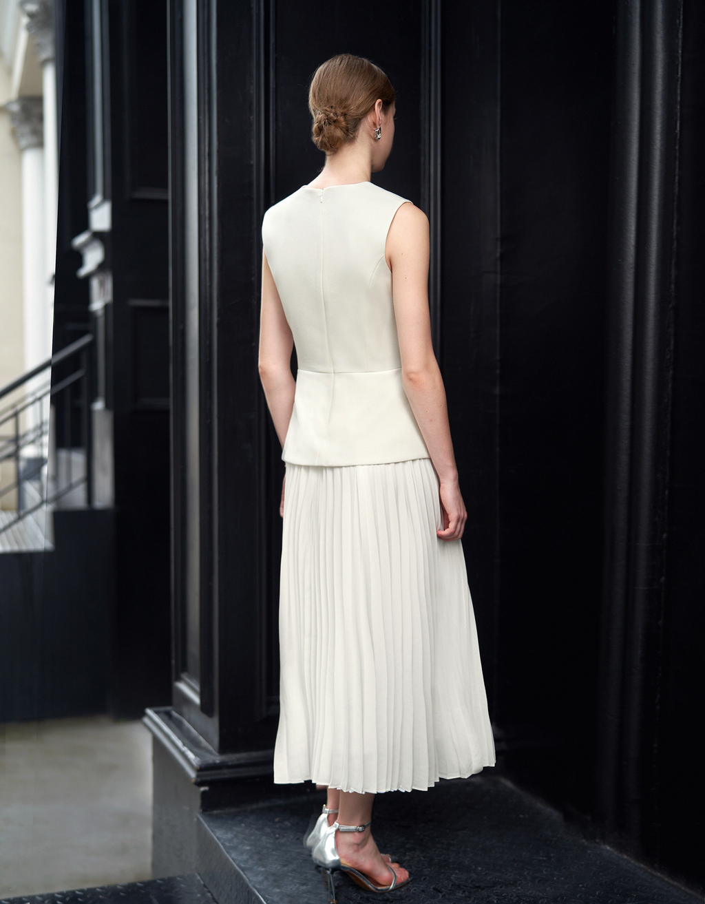 Pleated Skirt Colorblock Maxi Dress