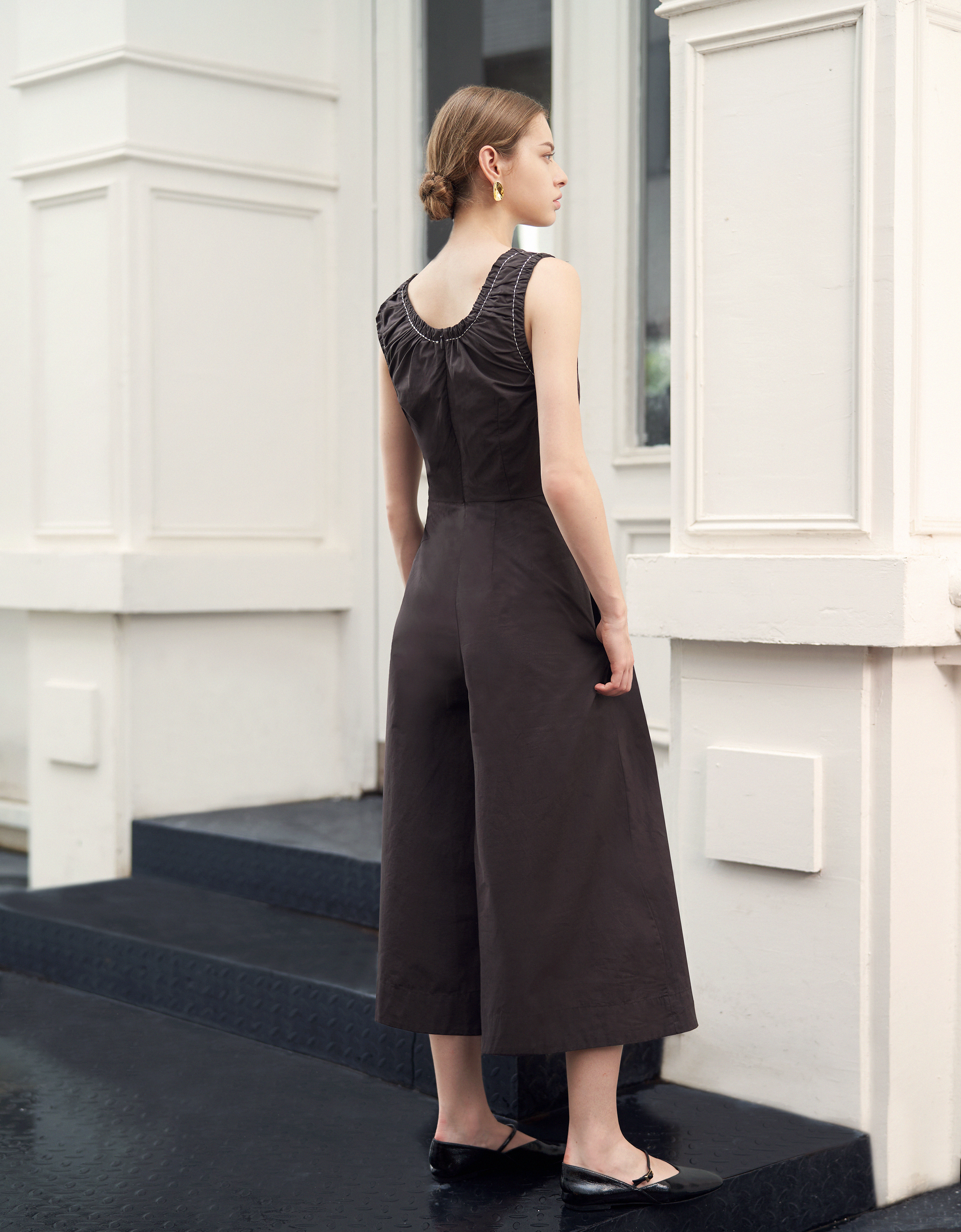 Ruched Waist Sleeveless Jumpsuit