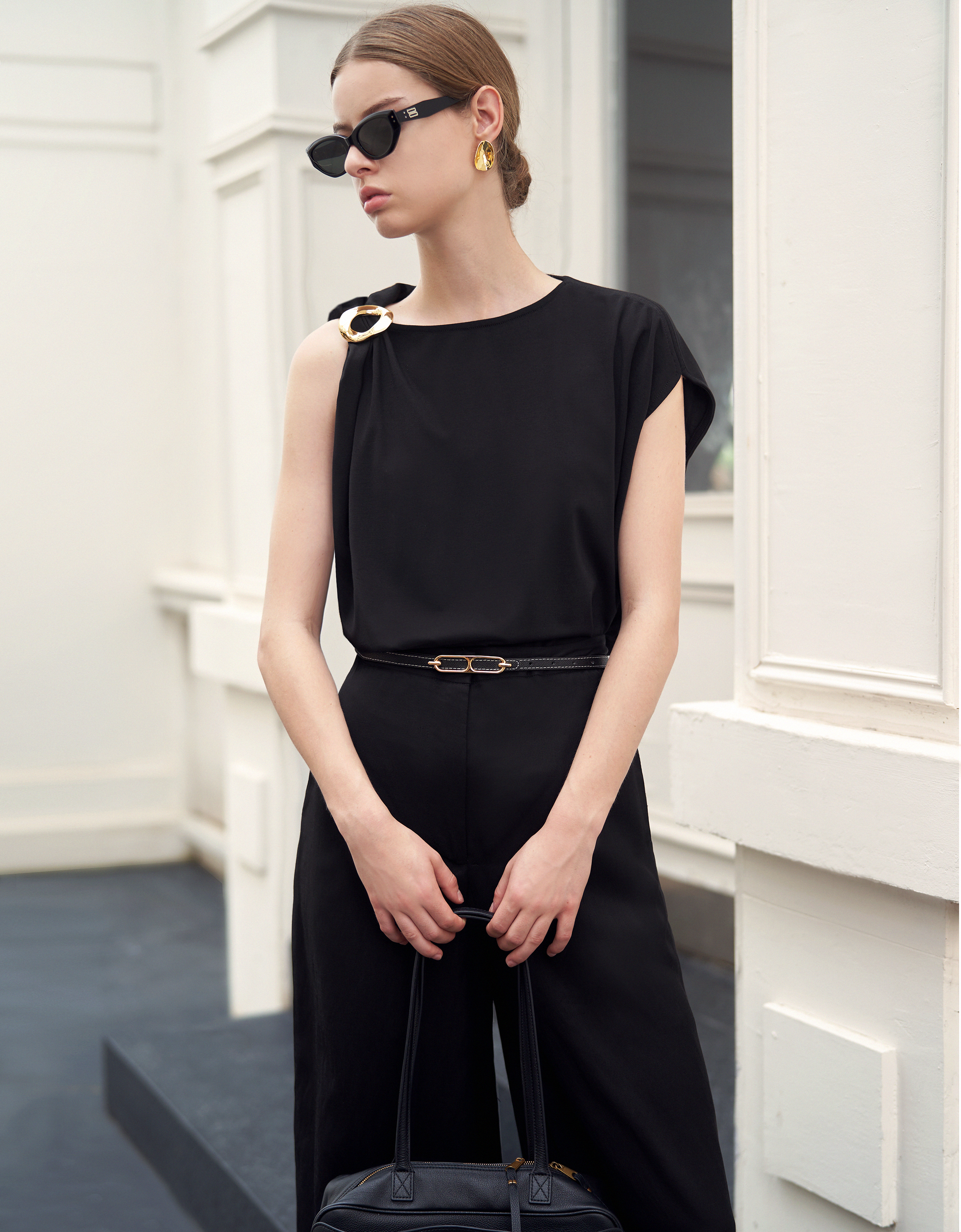 Shoulder Buckle Asymmetric Top